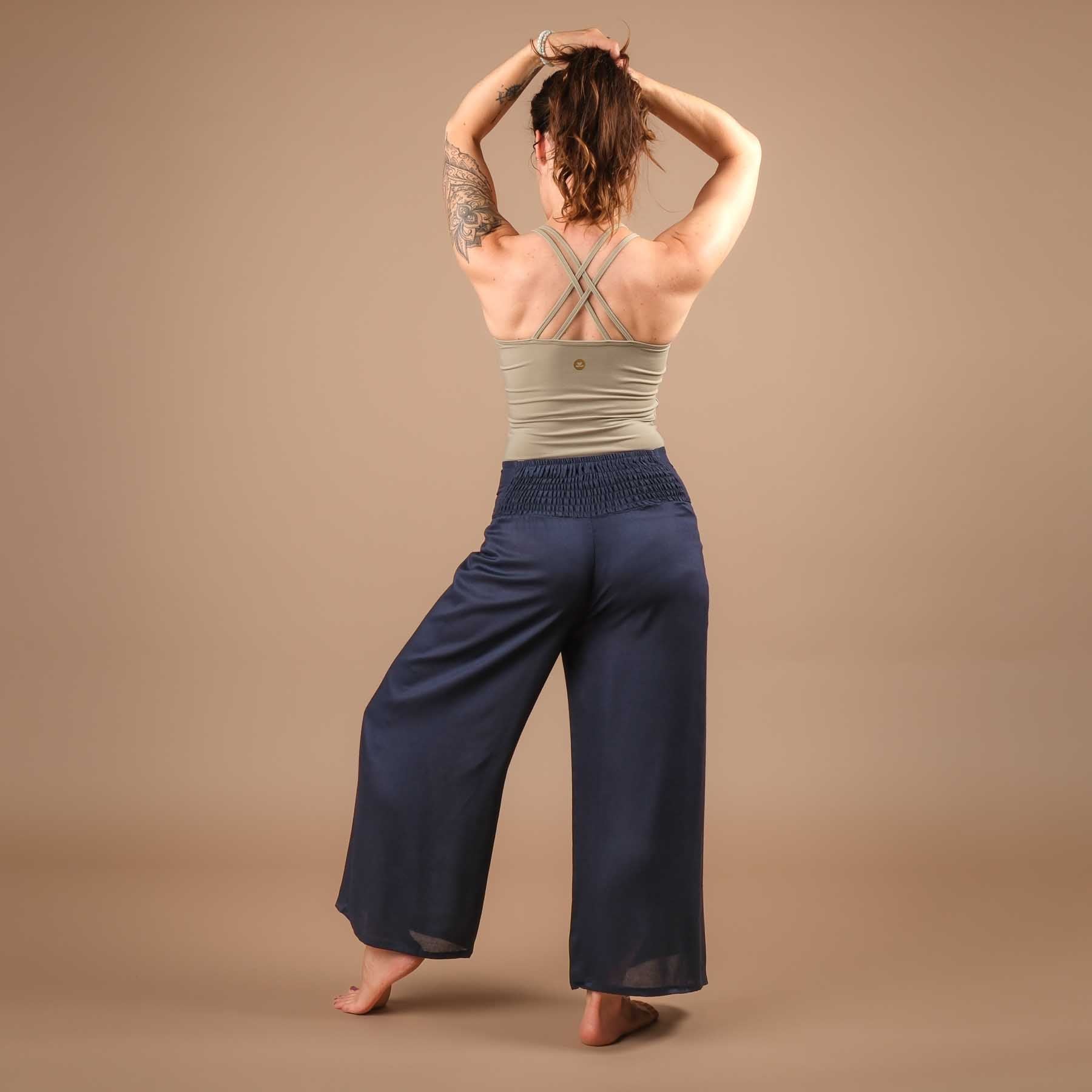 Pantalon Palazzo Pantalon marlène uni bleu marine