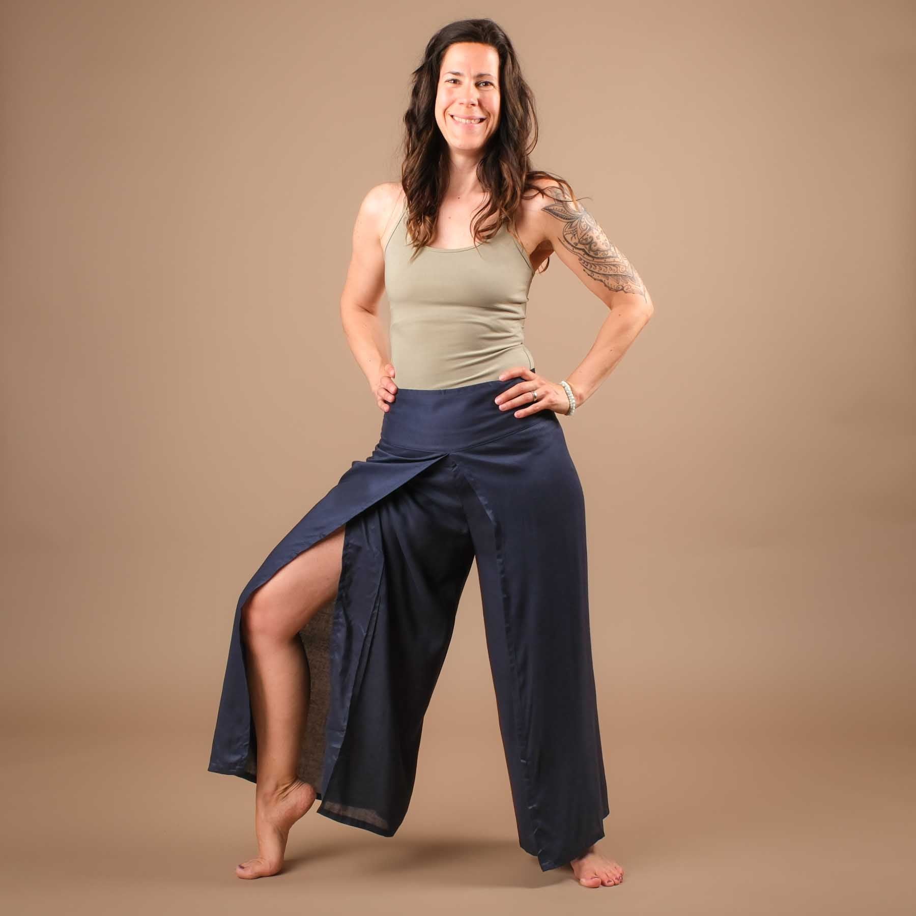 Pantalon Palazzo Pantalon marlène uni bleu marine