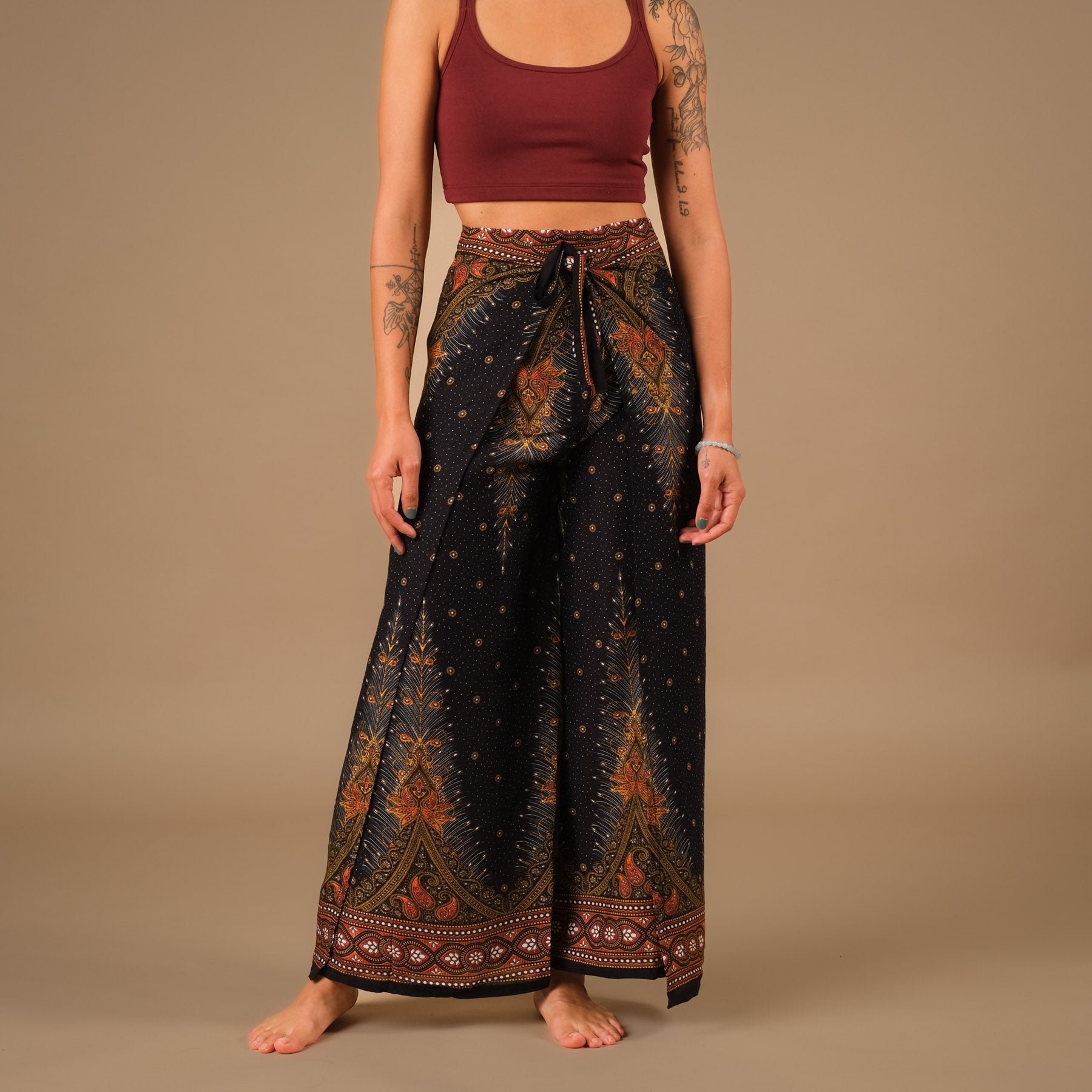 Pantalon Palazzo Wrap Feather noir
