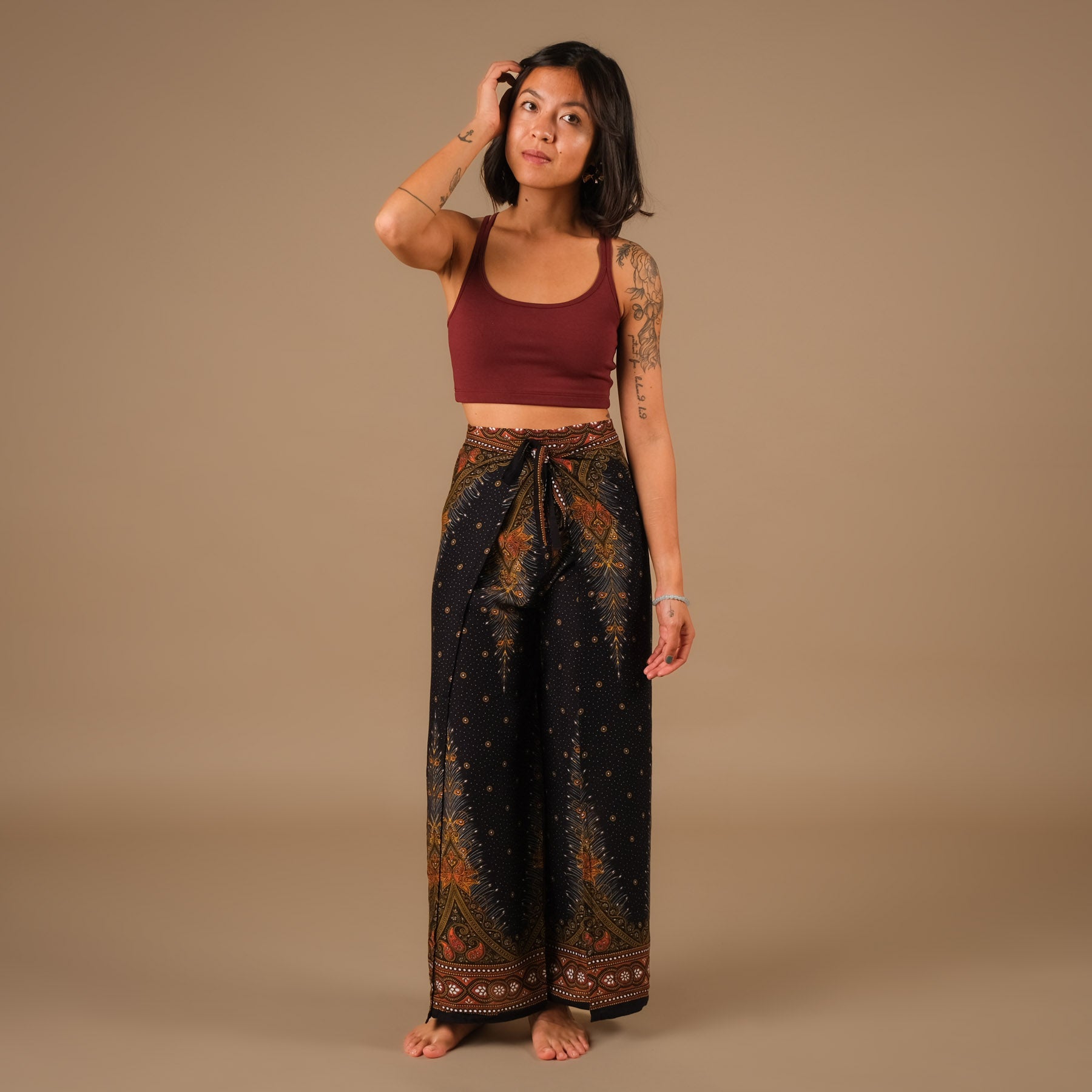 Pantalon Palazzo Wrap Feather noir