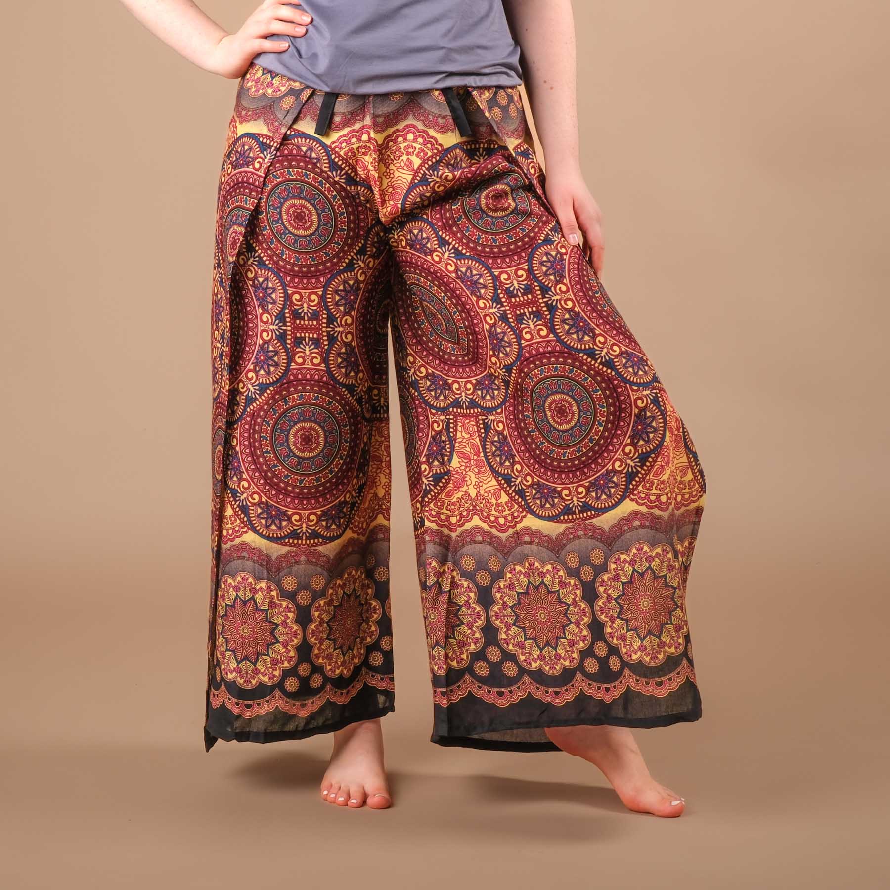 Palazzo Wrap Pantalon Mandala berry tissu léger et aéré