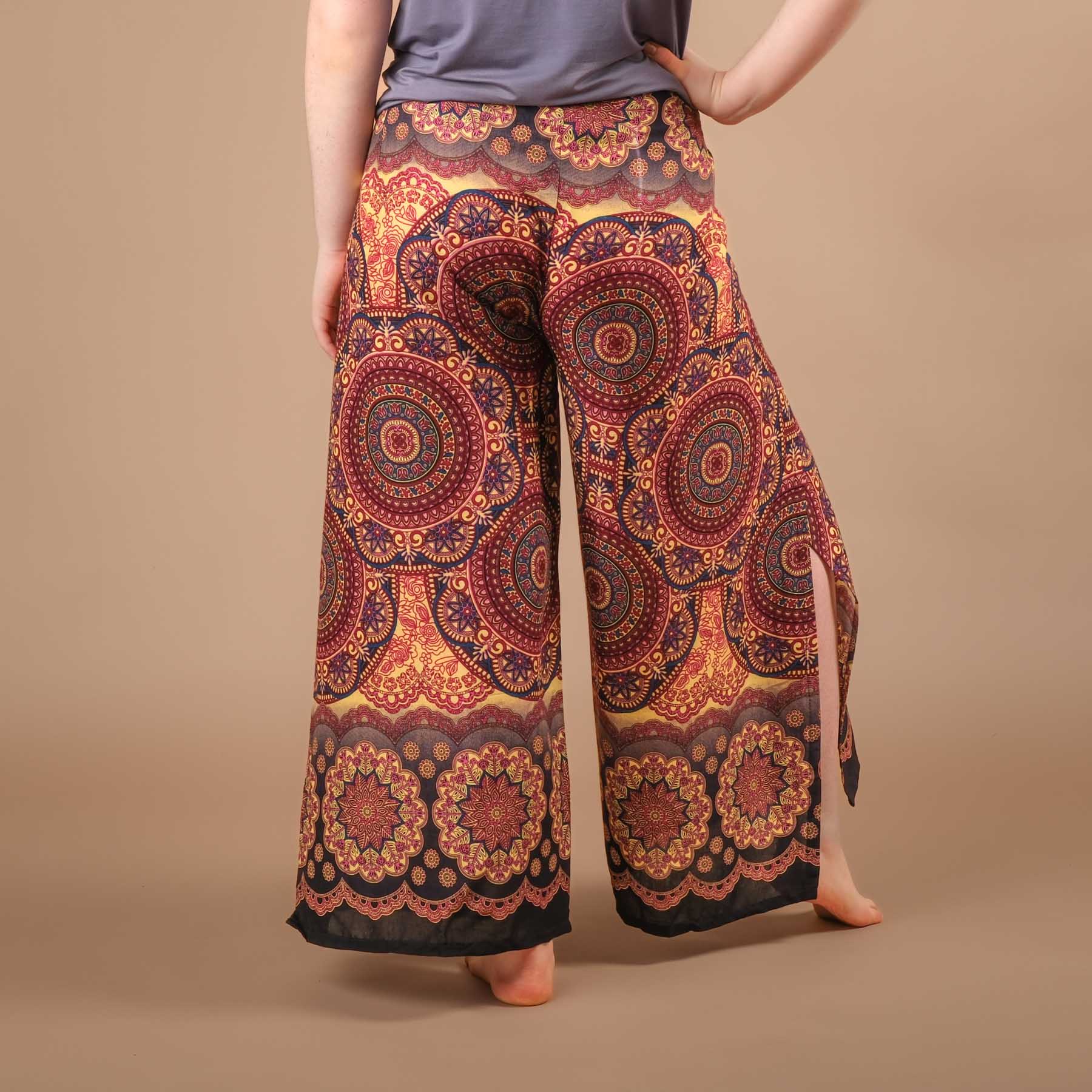 Palazzo Wrap Pantalon Mandala berry tissu léger et aéré
