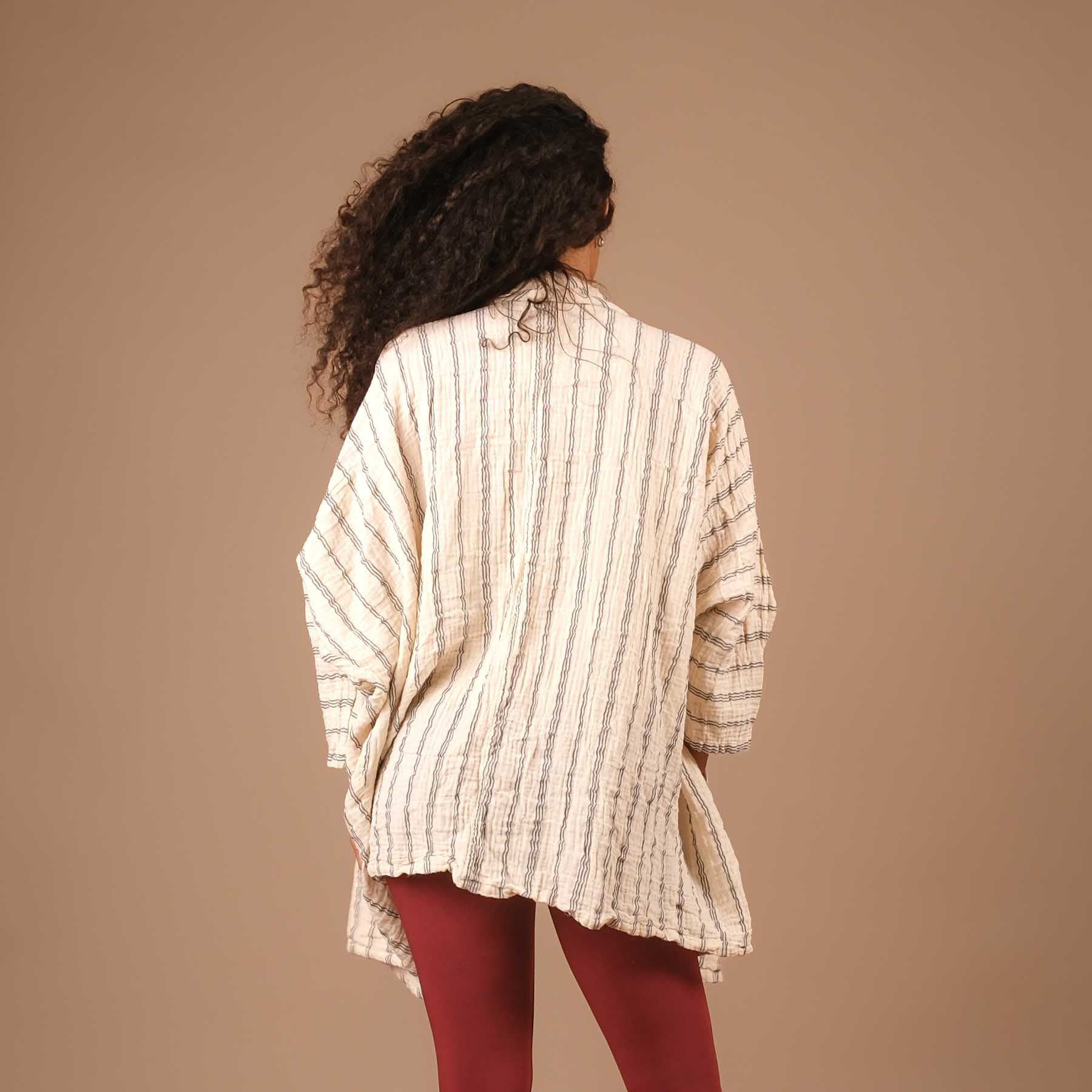 Cardigan d'été en coton ivoire-blanc