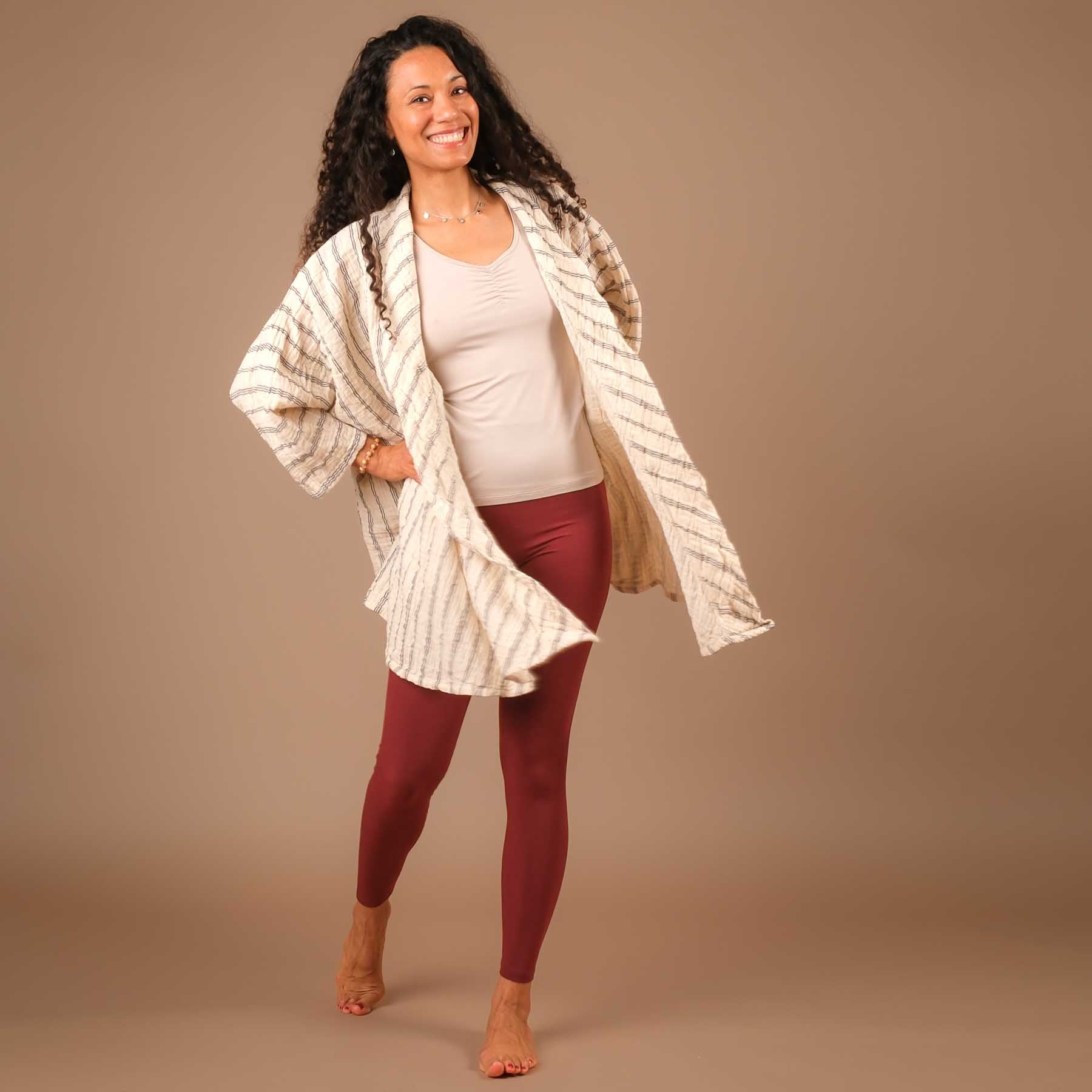 Cardigan d'été en coton ivoire-blanc