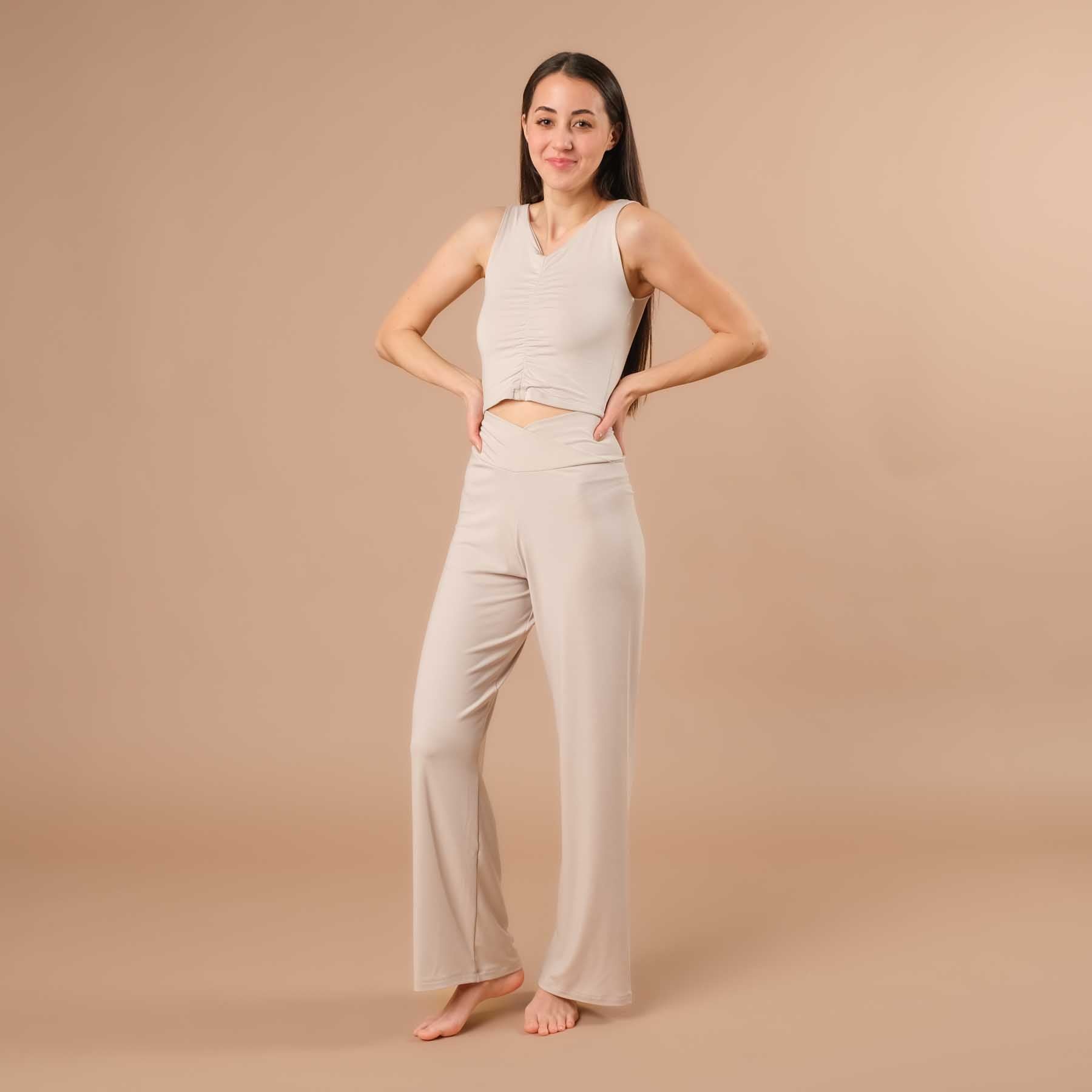 Crop Top d'été froncé Comfy sable