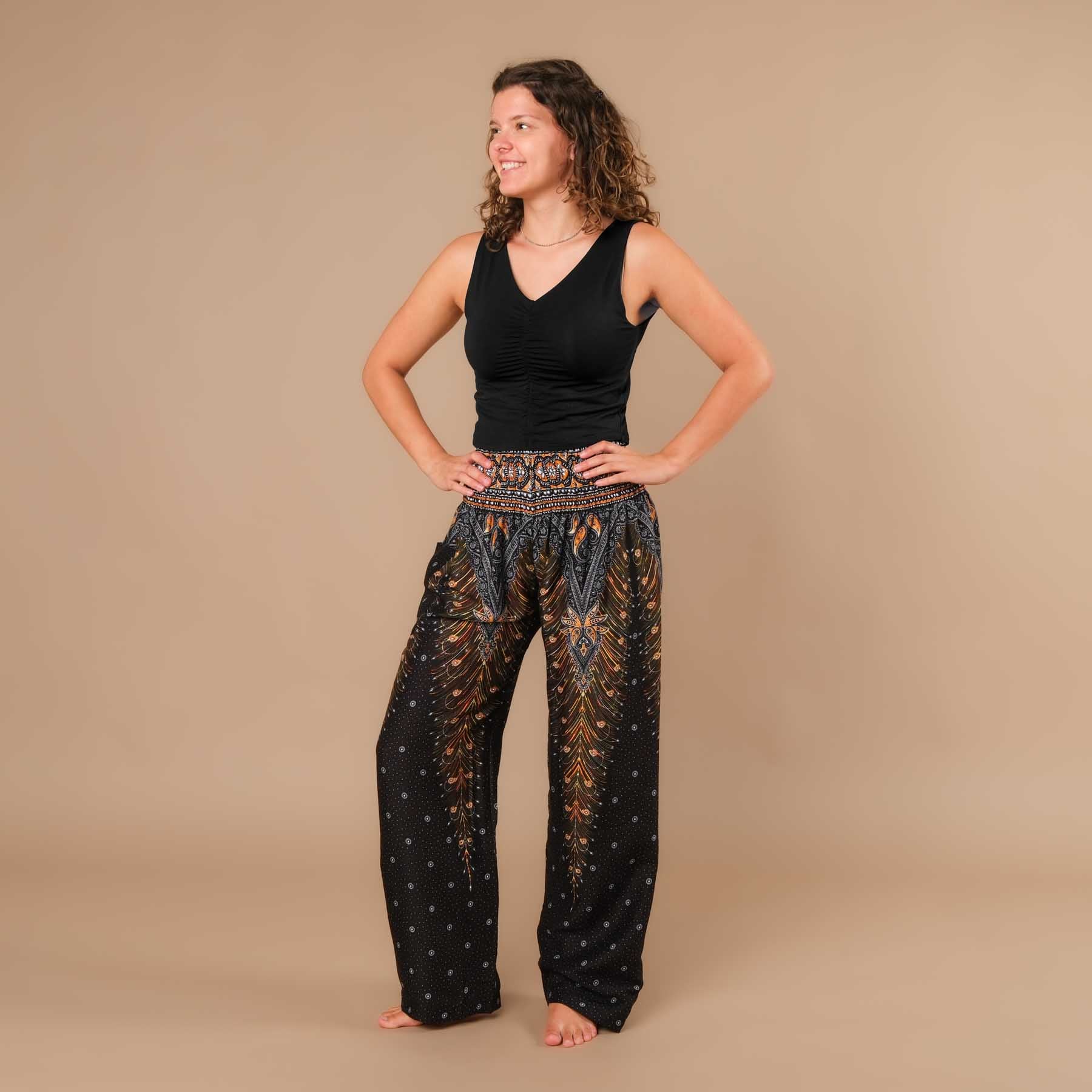 Pantalon d'été Palazzo Plume noir