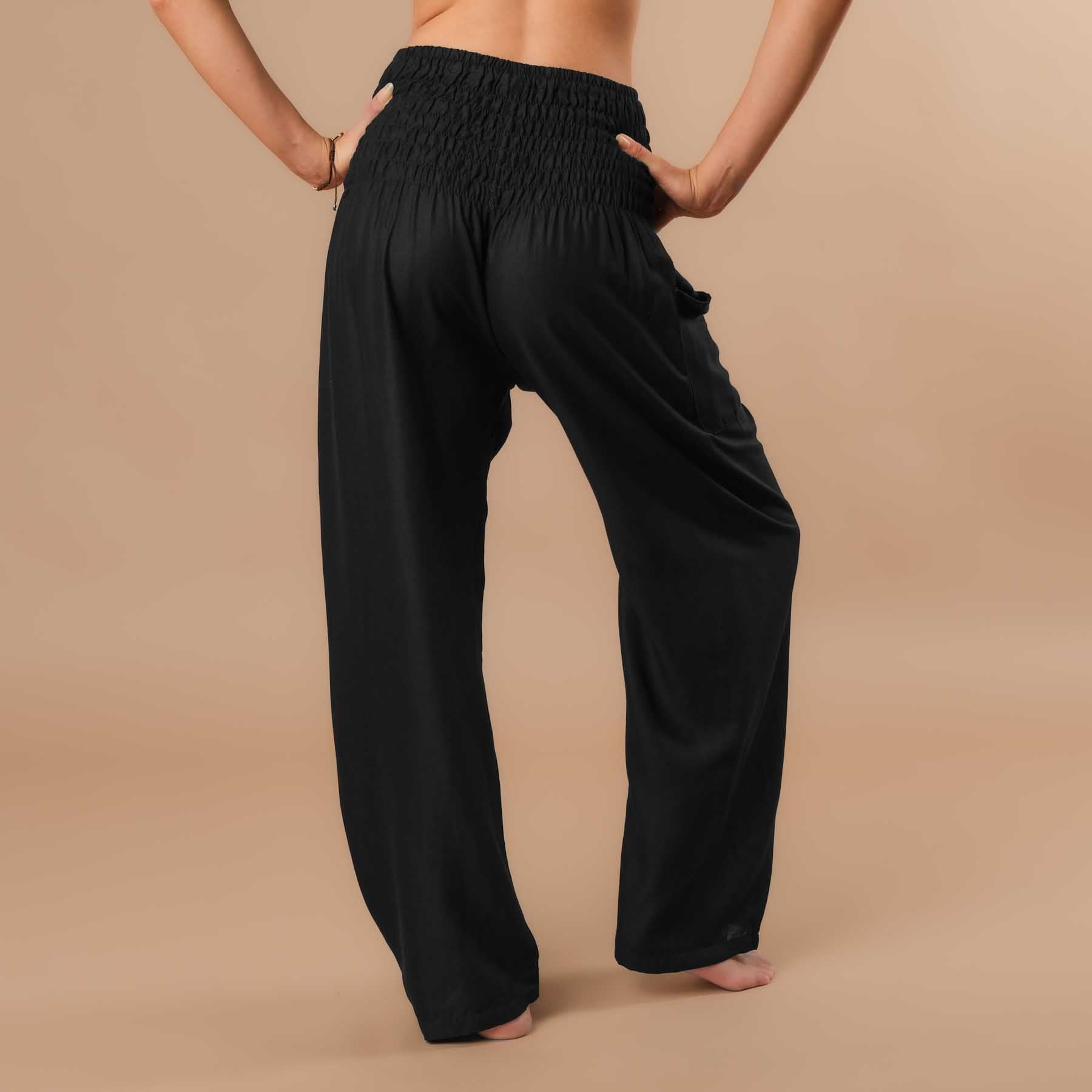 Pantalon d'été Palazzo uni noir