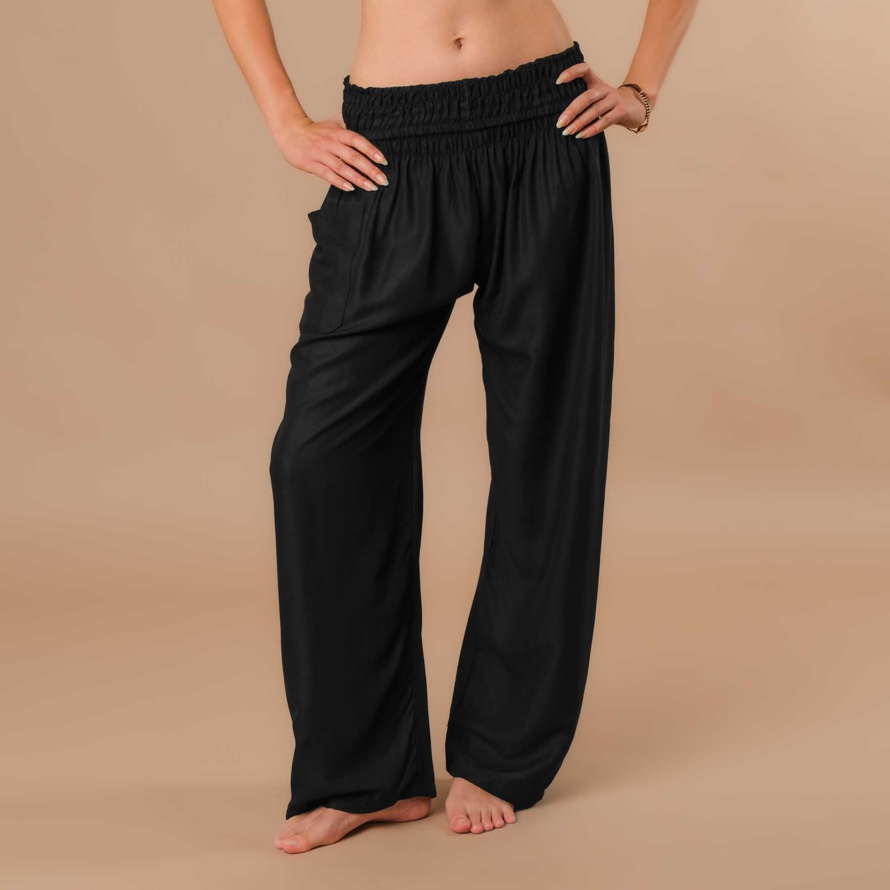 Pantalon d'été Palazzo uni noir