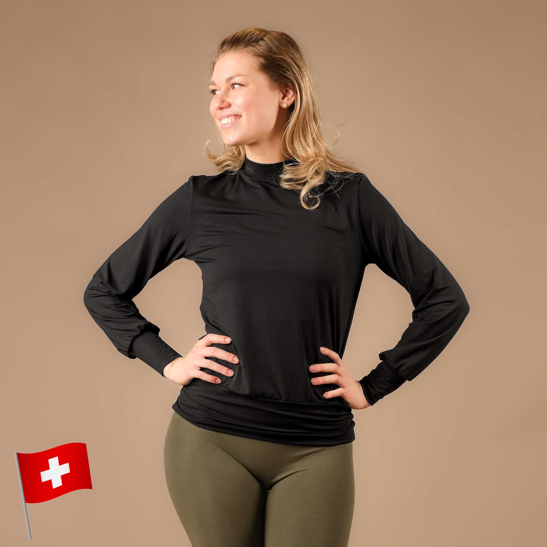 Yoga Turtleneck Col Shirt manches longues noir