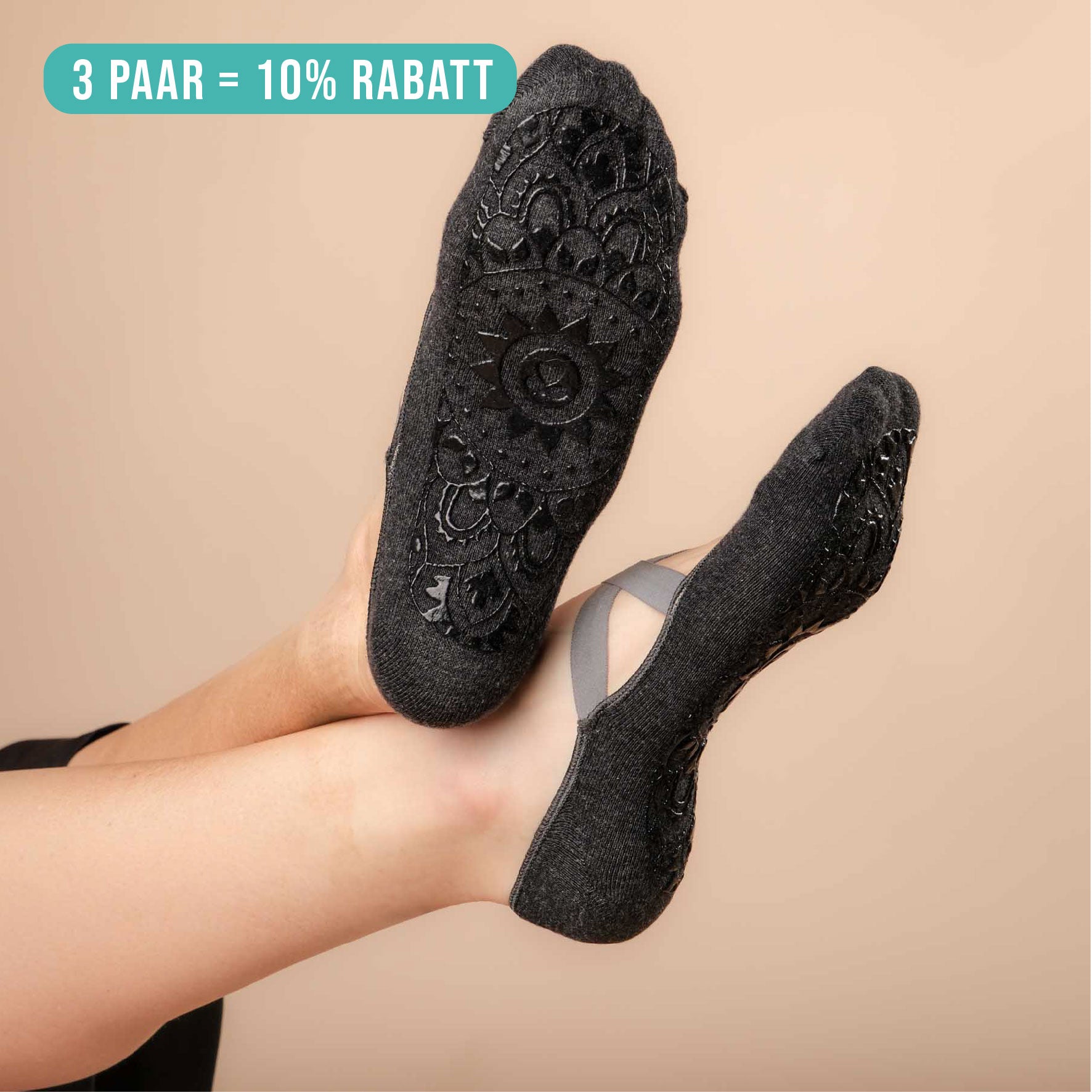 Chaussettes de yoga antidérapantes anthracite