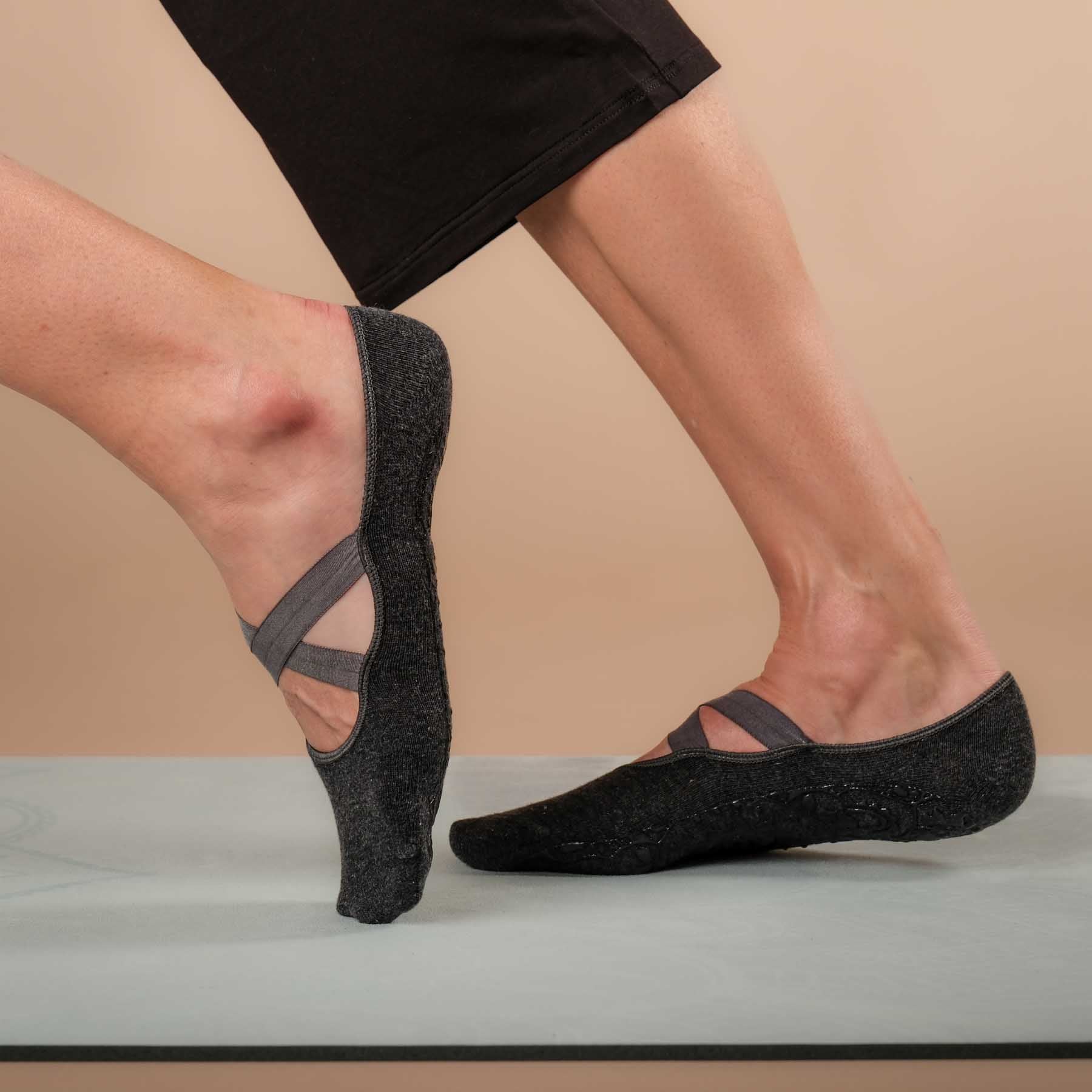 Chaussettes de yoga antidérapantes anthracite