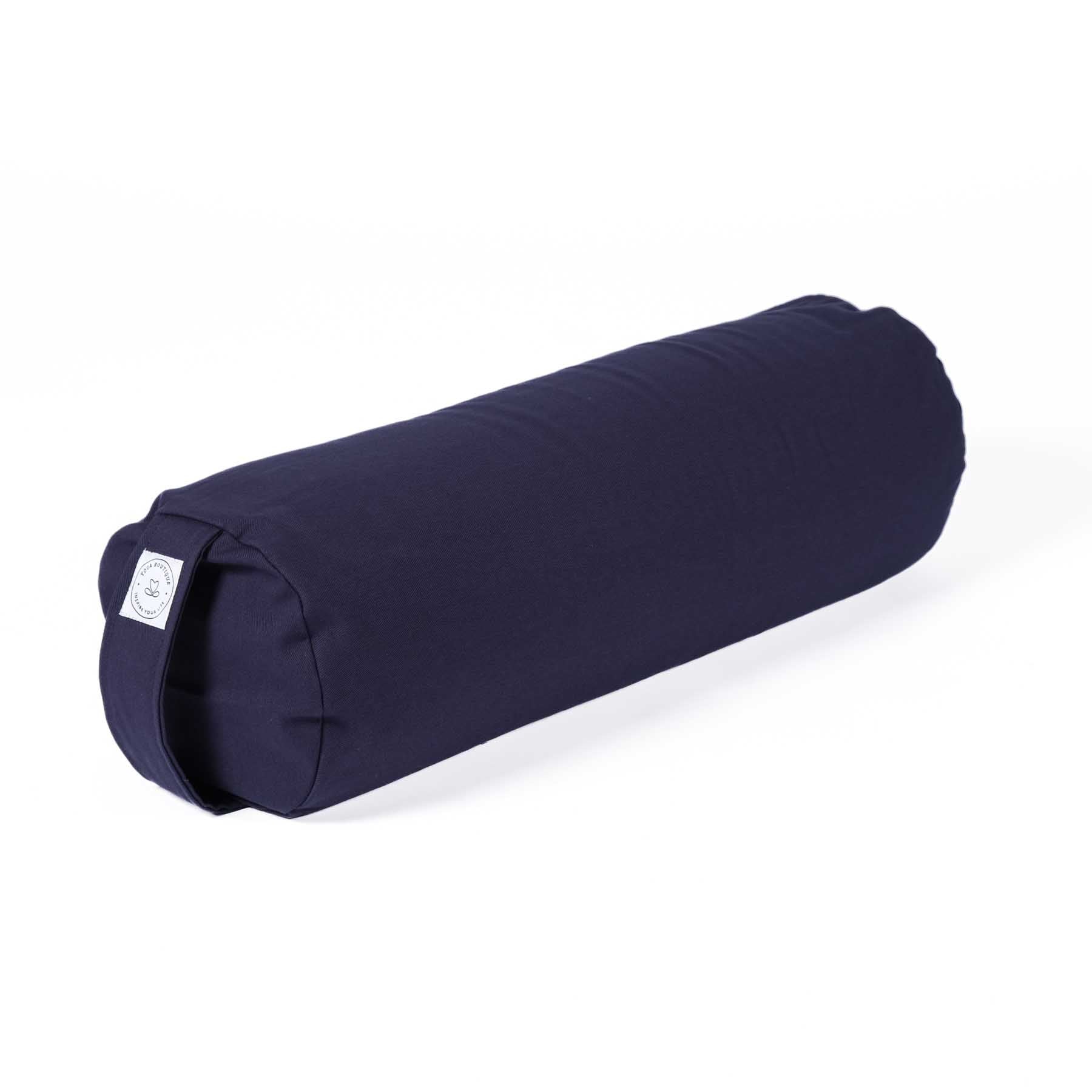 Bolster de yoga en coton bleu marine uni