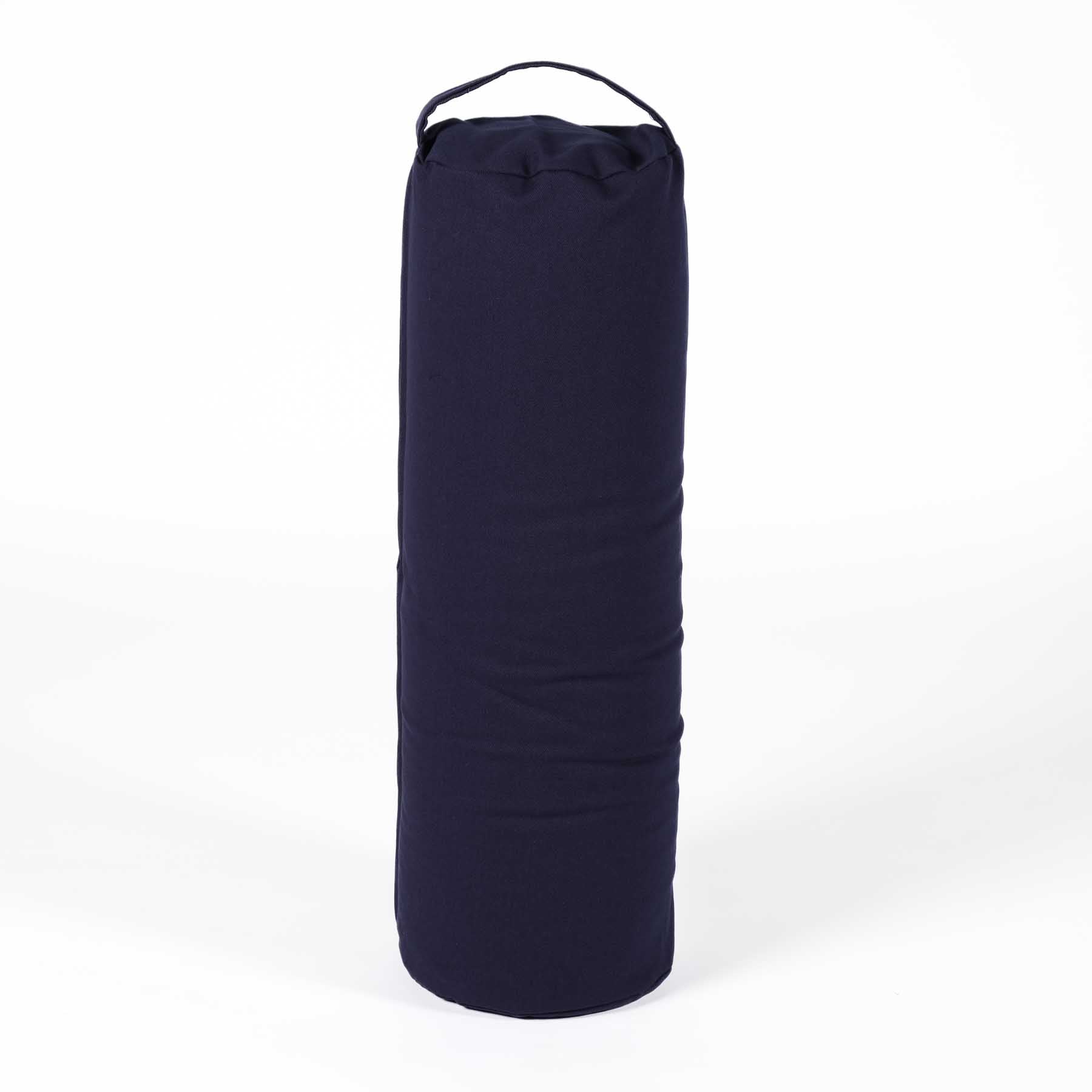Bolster de yoga en coton bleu marine uni