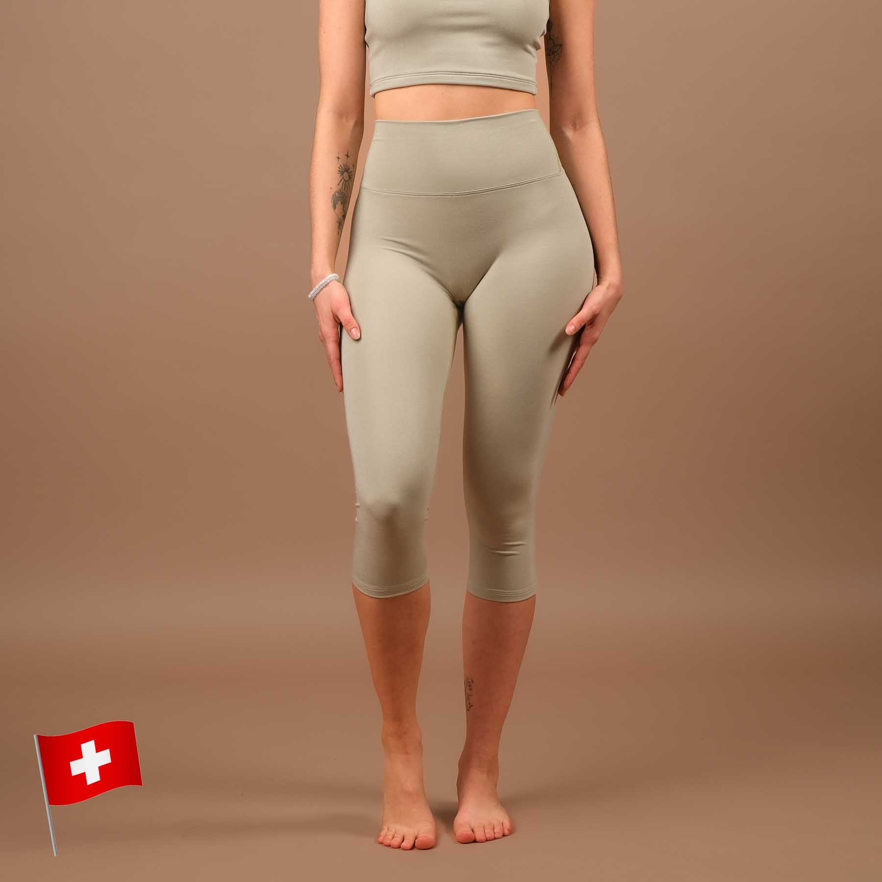 Yoga Capri Leggings Comfy jade-vert fabriqué de manière durable en Suisse