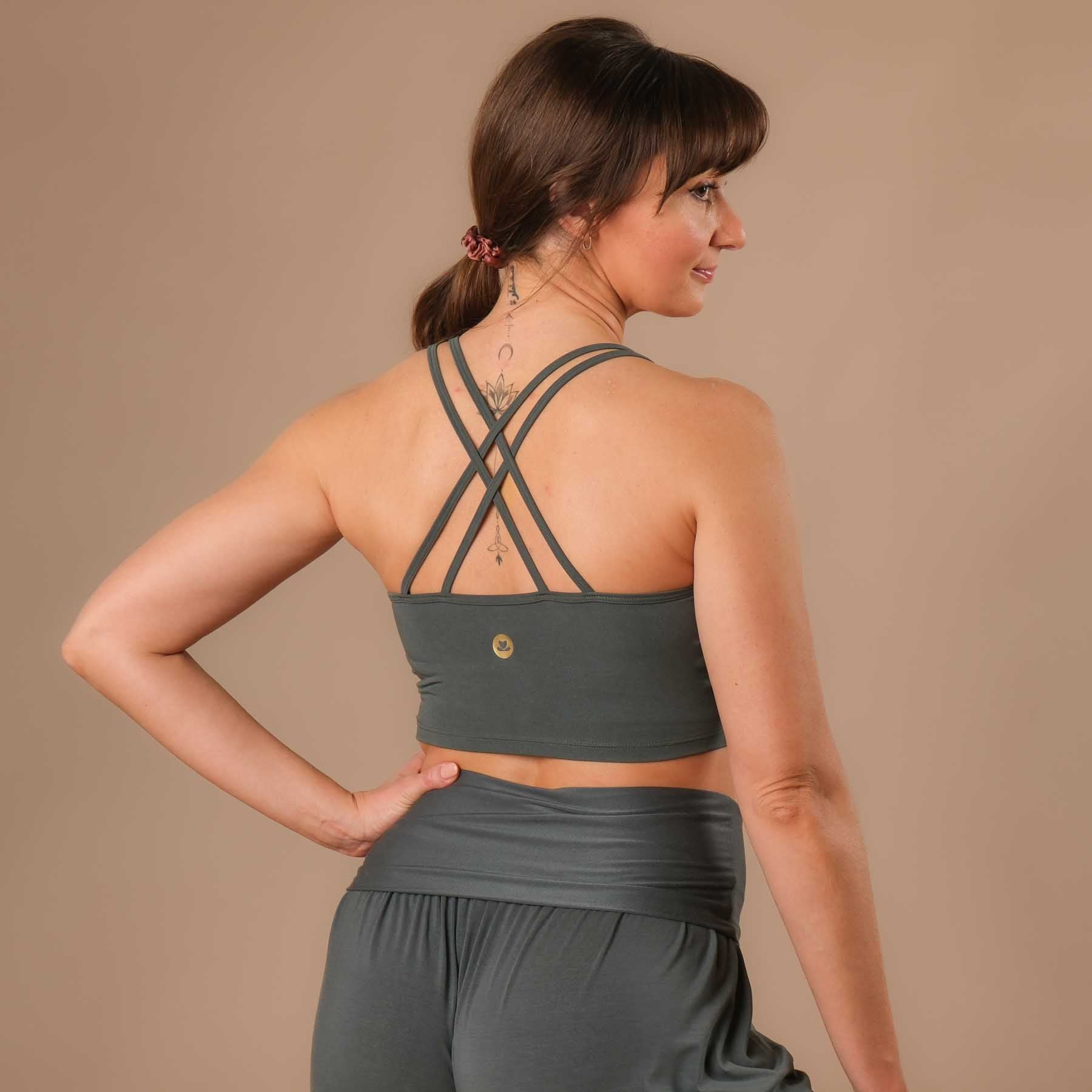 Crop Top Joy avec bretelles croisées émeraude