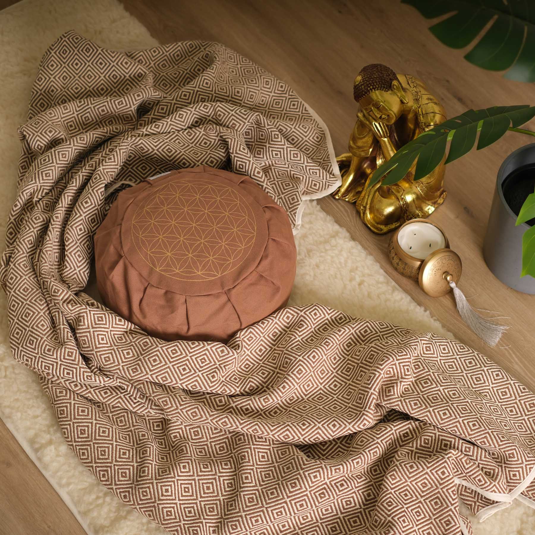 Couverture de yoga en coton bio brown-earth