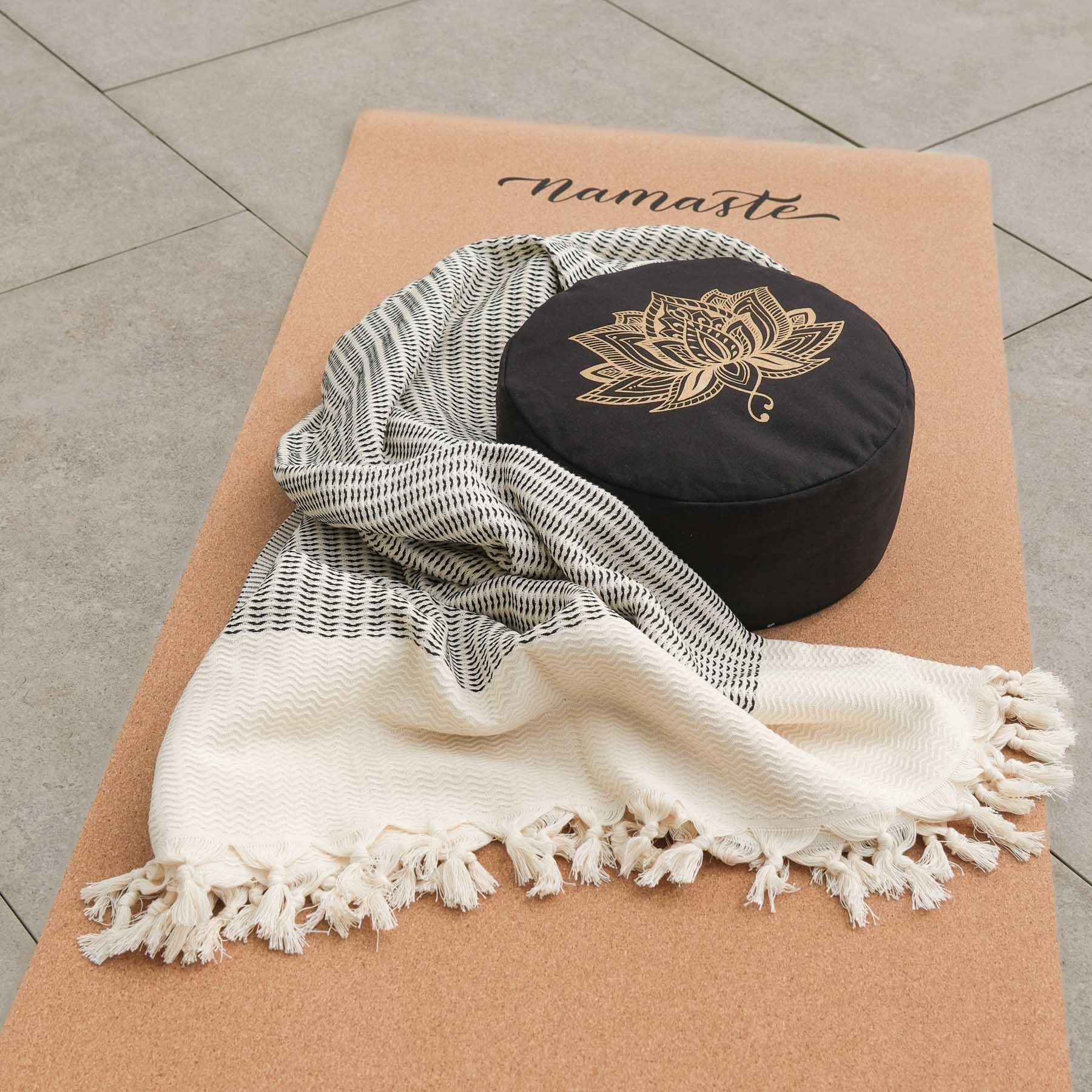 Couverture de yoga Relax coton bio noir