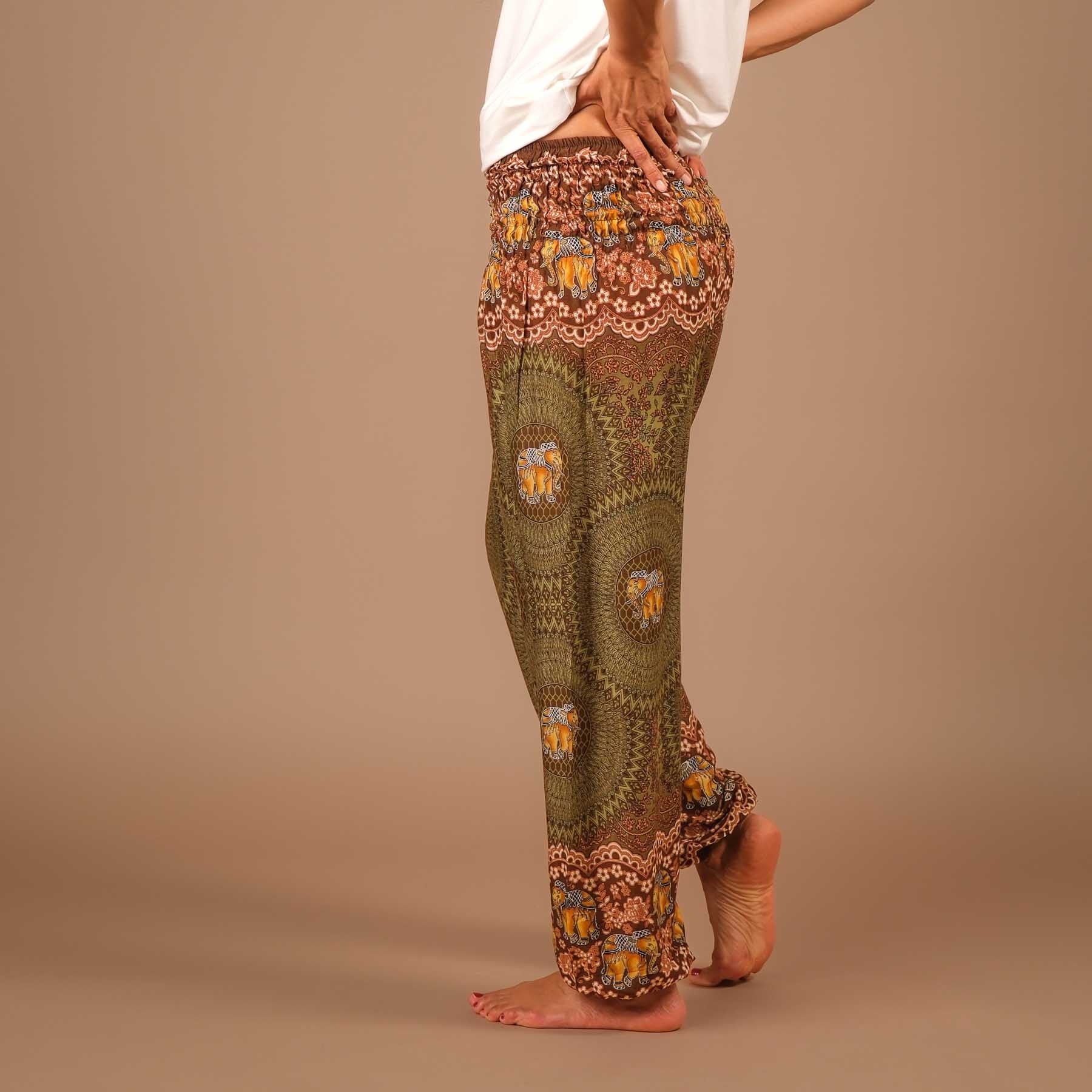 Pantalon de yoga harem éléphant Boho Pants olive