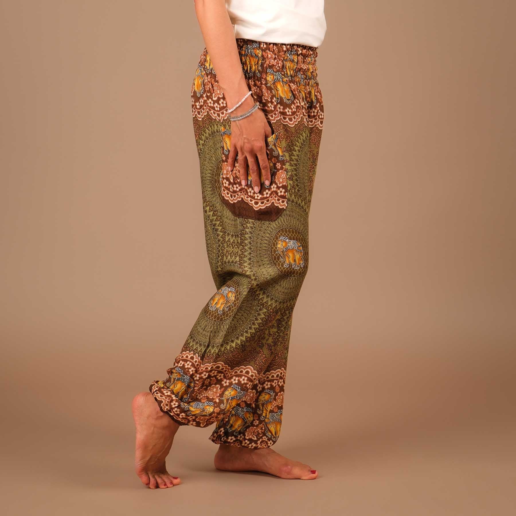 Pantalon de yoga harem éléphant Boho Pants olive