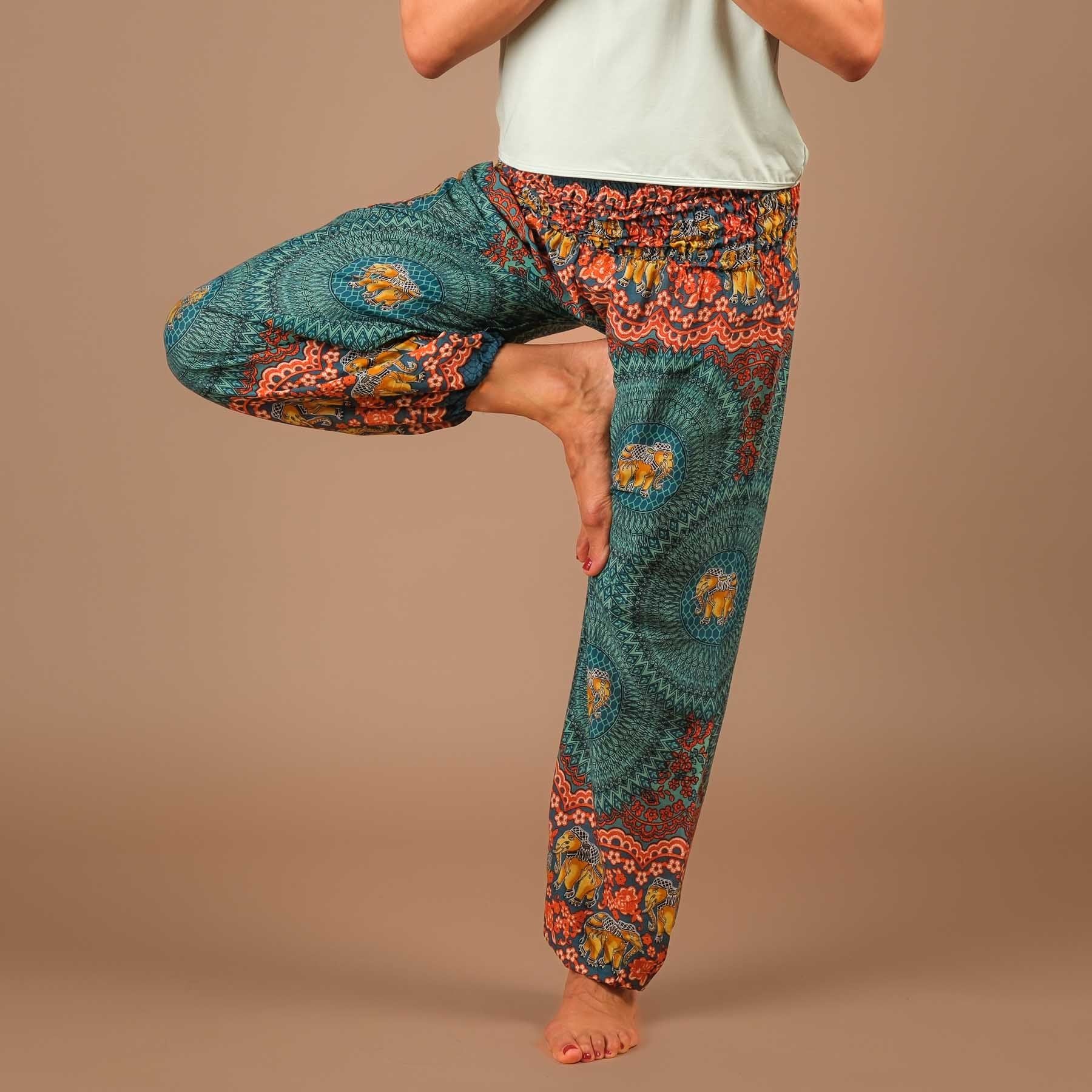 Pantalon de yoga harem éléphant Boho Pants turquoise
