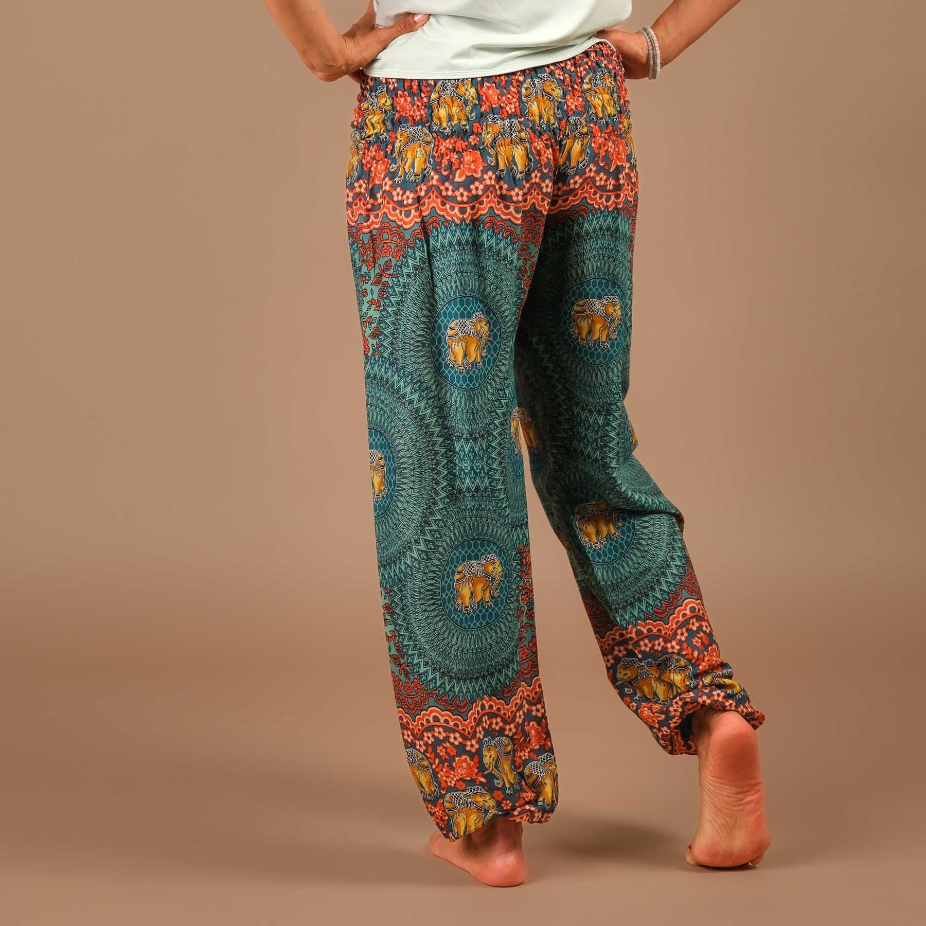 Pantalon de yoga harem éléphant Boho Pants turquoise