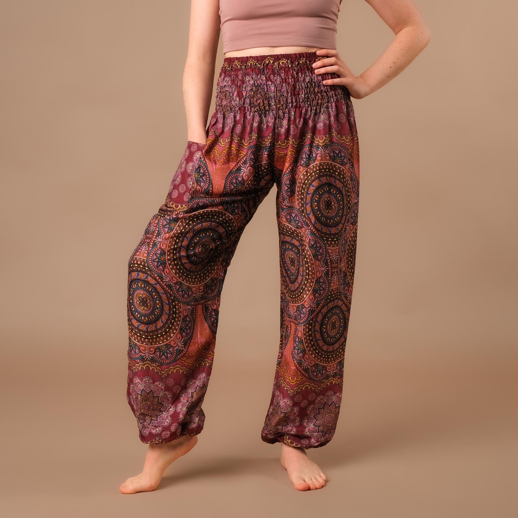 Pantalon de yoga harem Fantasy berry