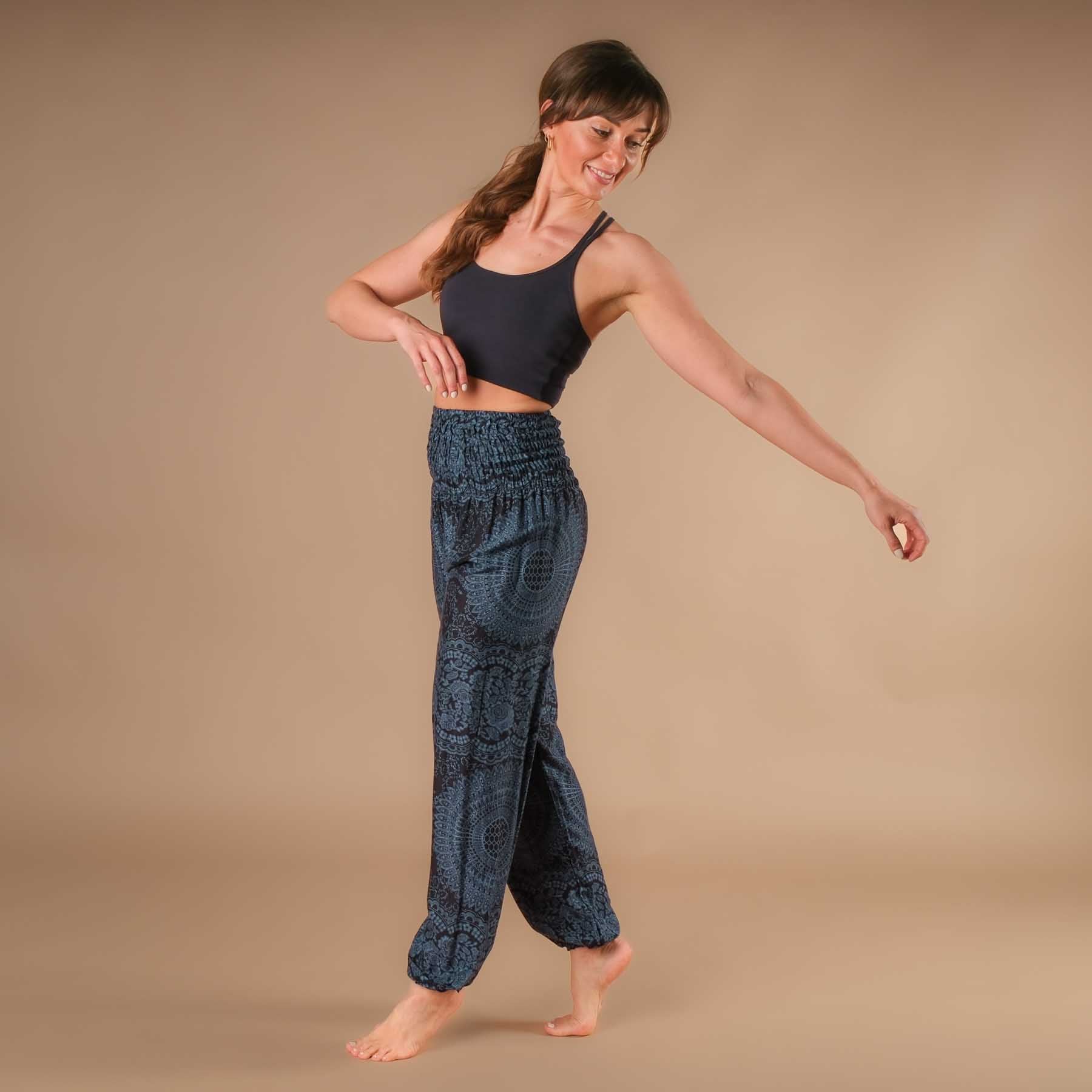 Pantalon de yoga harem Boho Pants Indian Summer noir