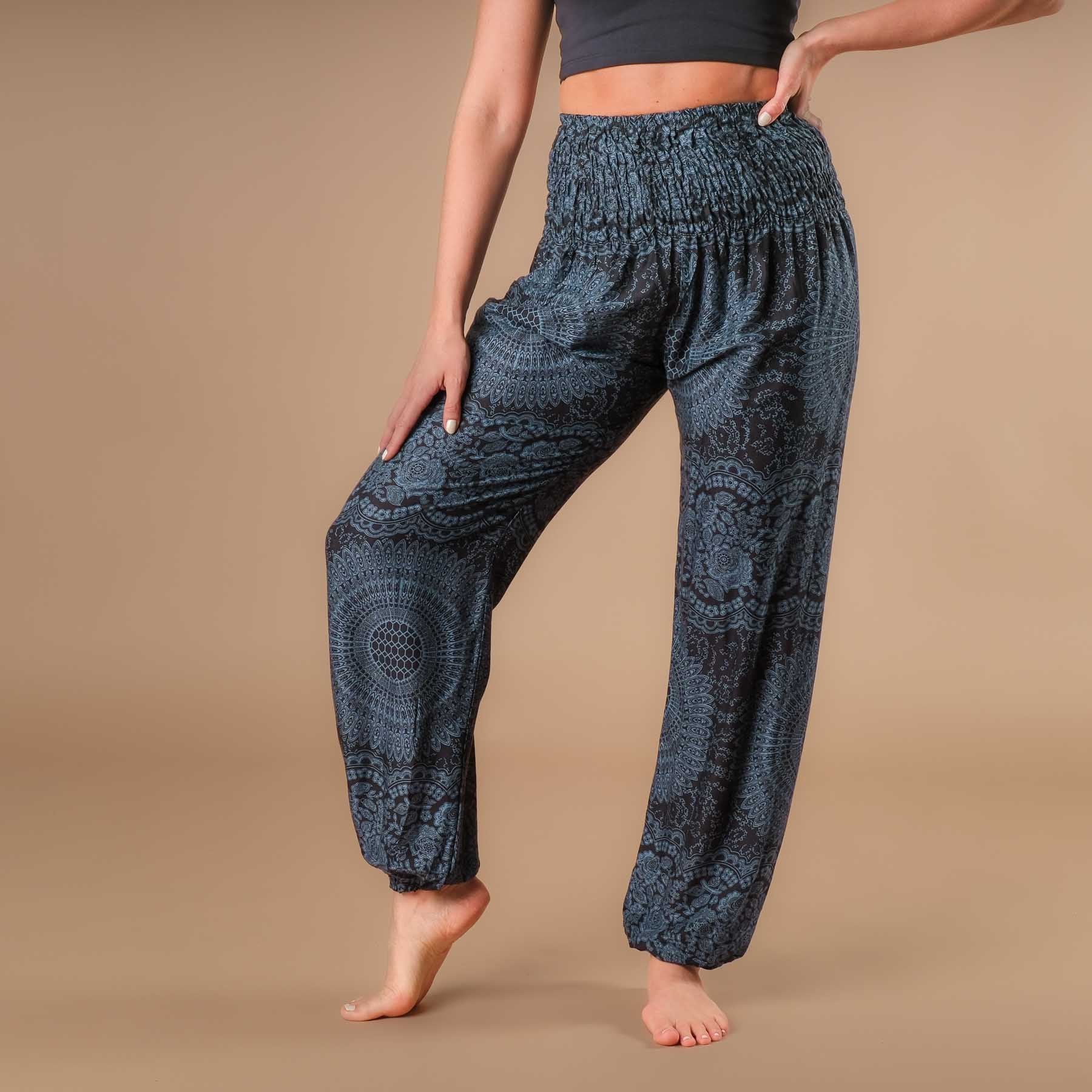 Pantalon de yoga harem Boho Pants Indian Summer noir