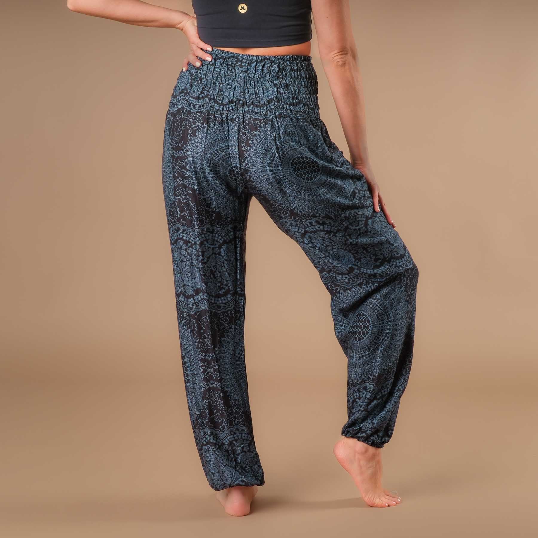 Pantalon de yoga harem Boho Pants Indian Summer noir