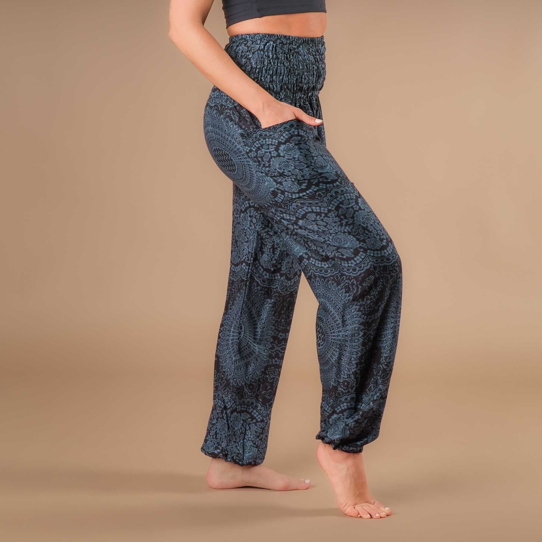 Pantalon de yoga harem Boho Pants Indian Summer noir