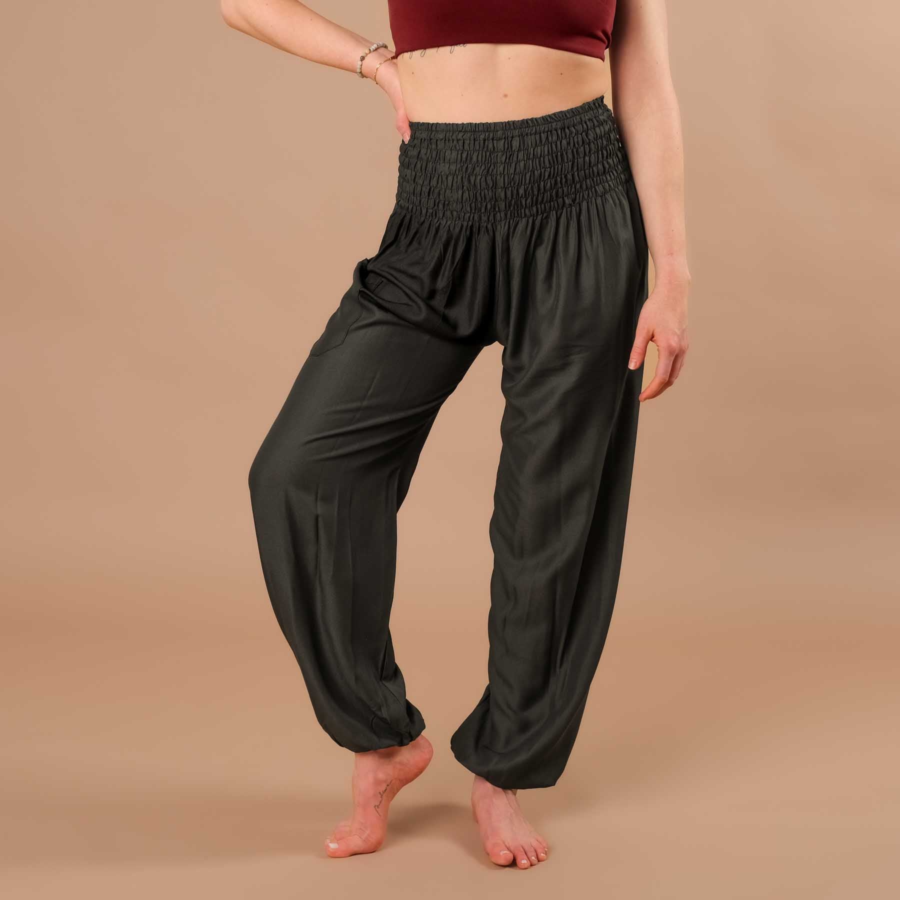 Pantalon de yoga harem uni anthracite