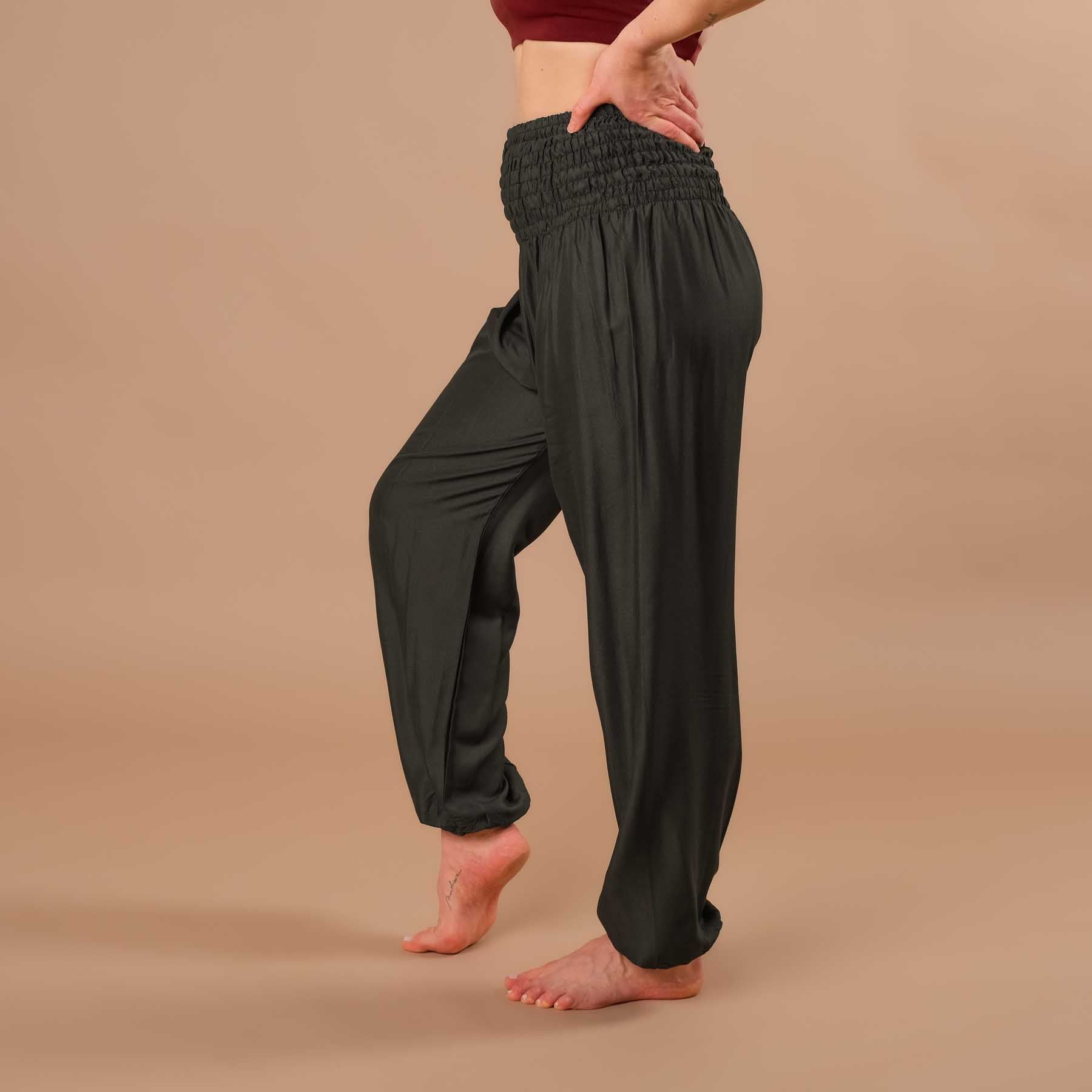 Pantalon de yoga harem uni anthracite