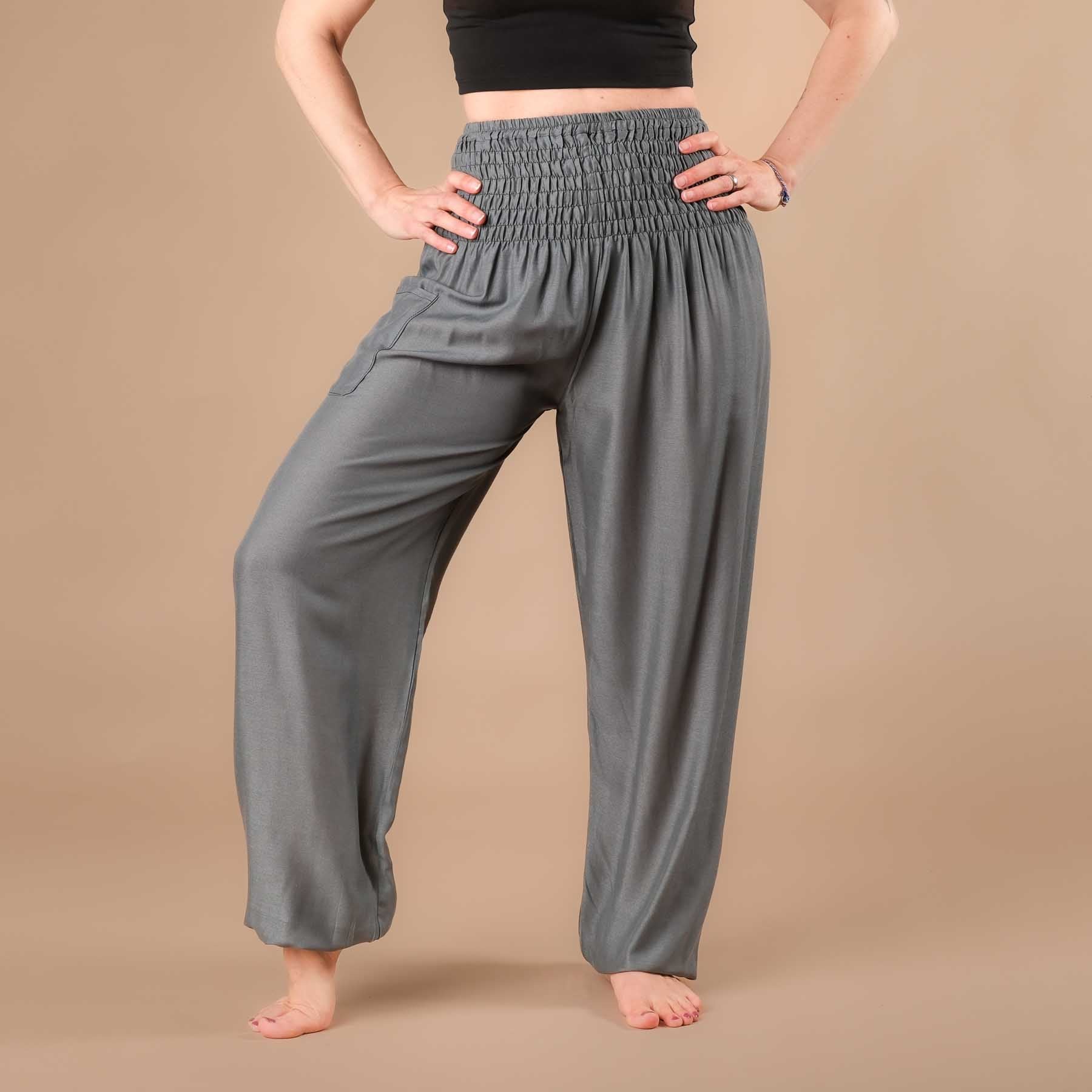Pantalon de yoga harem gris uni