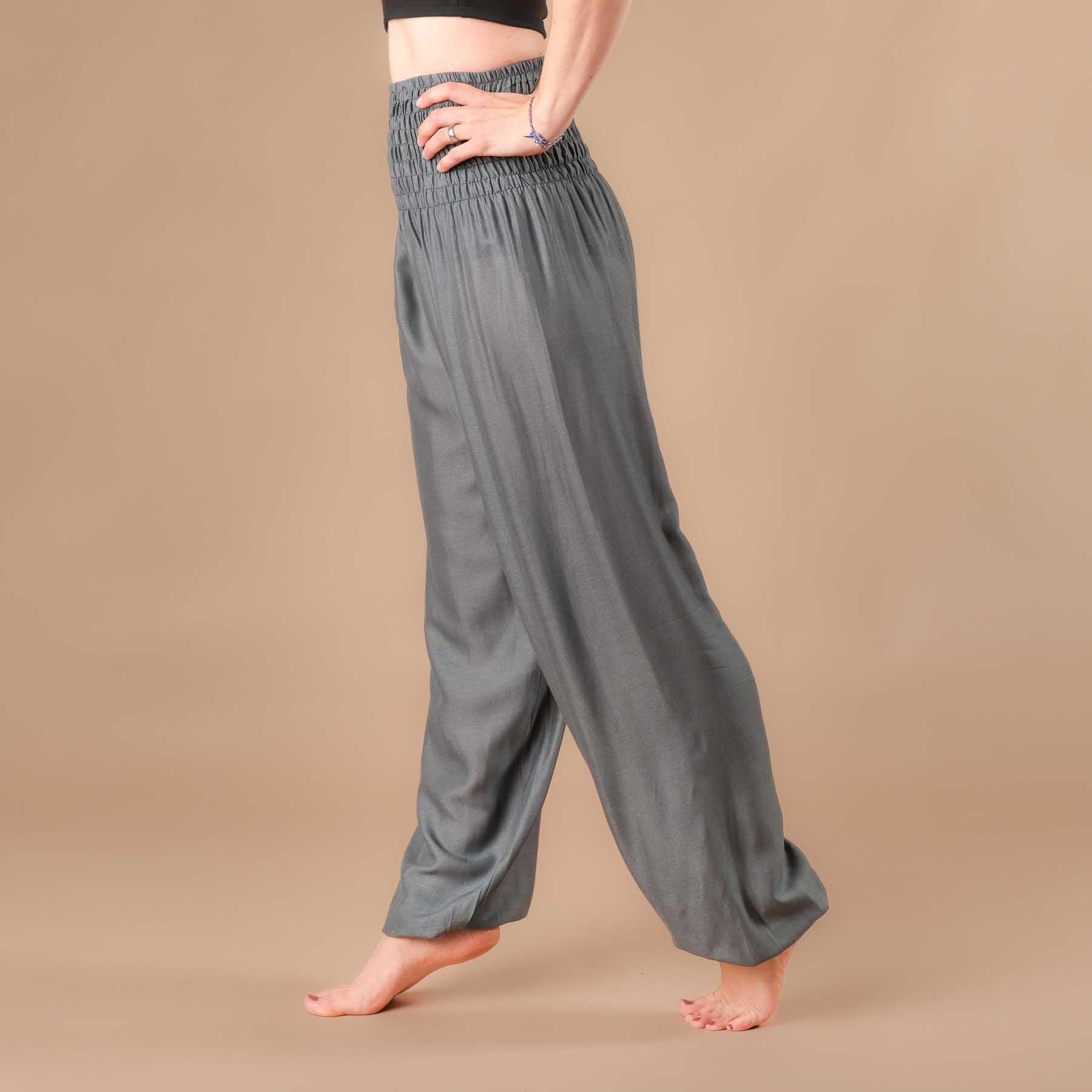Pantalon de yoga harem gris uni