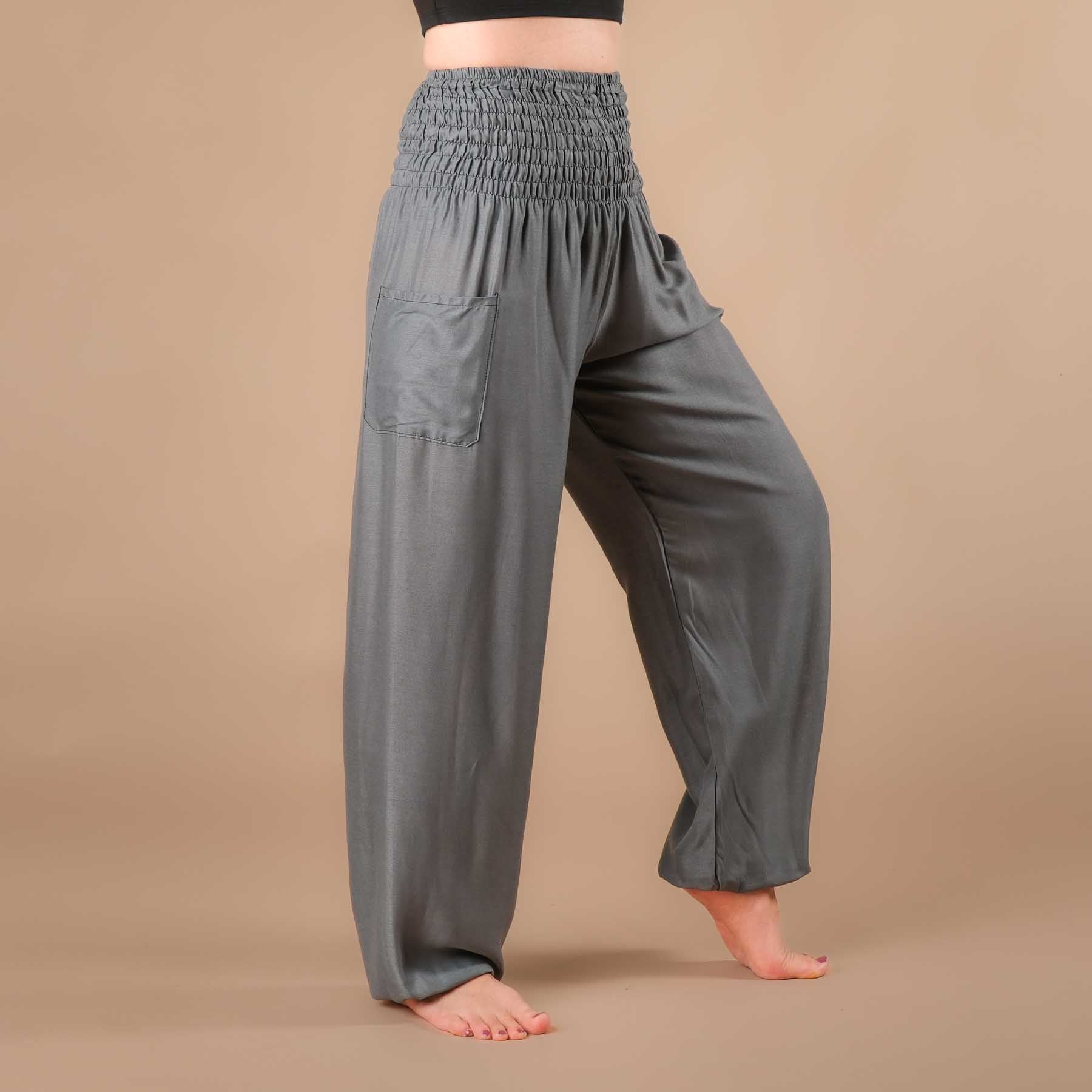 Pantalon de yoga harem gris uni