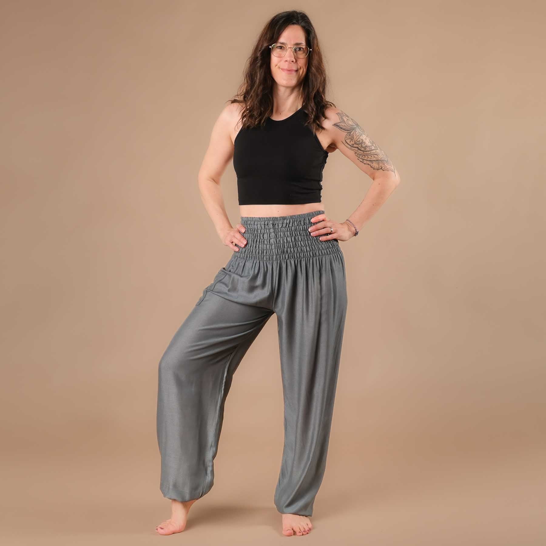 Pantalon de yoga harem gris uni