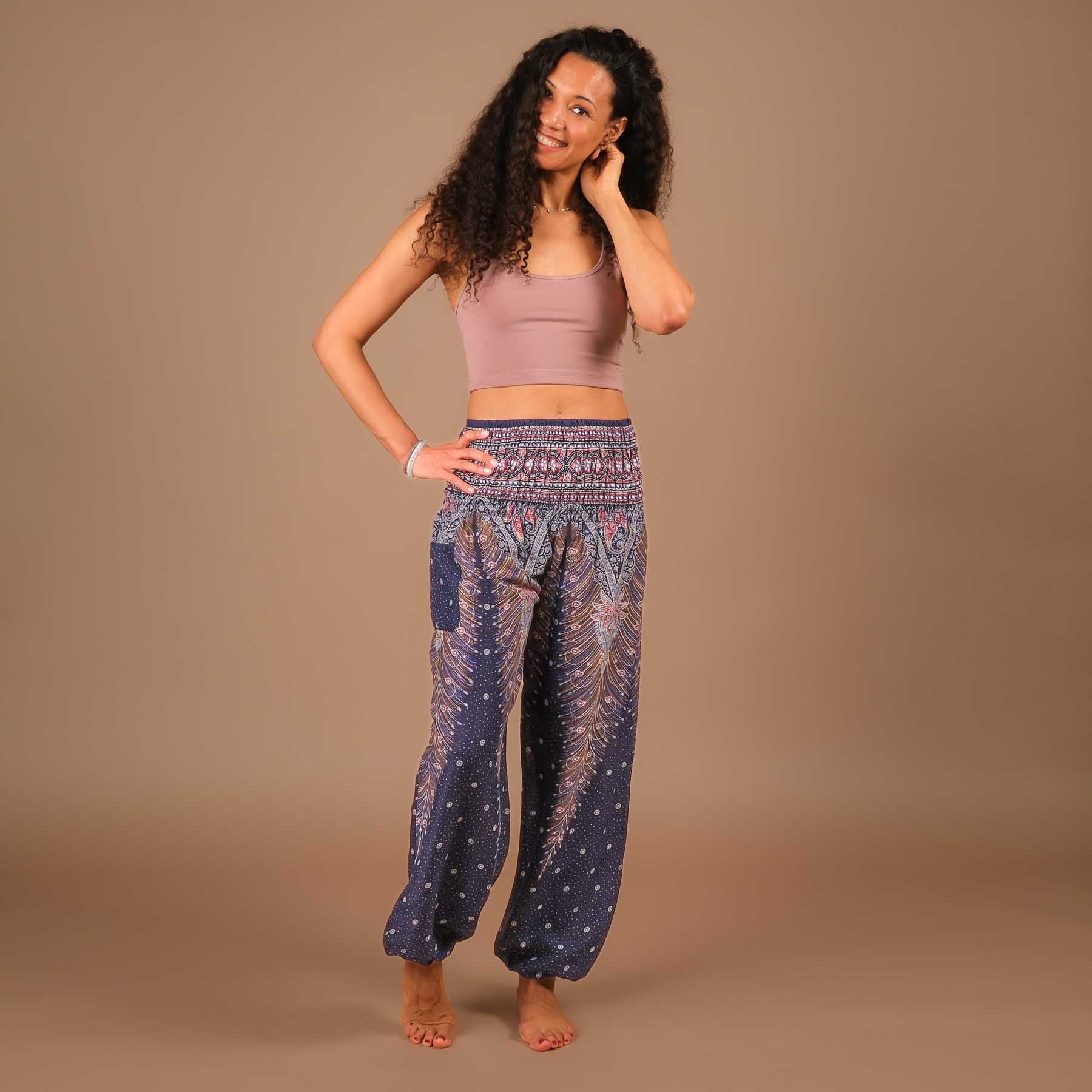 Pantalon de yoga harem Feather bleu