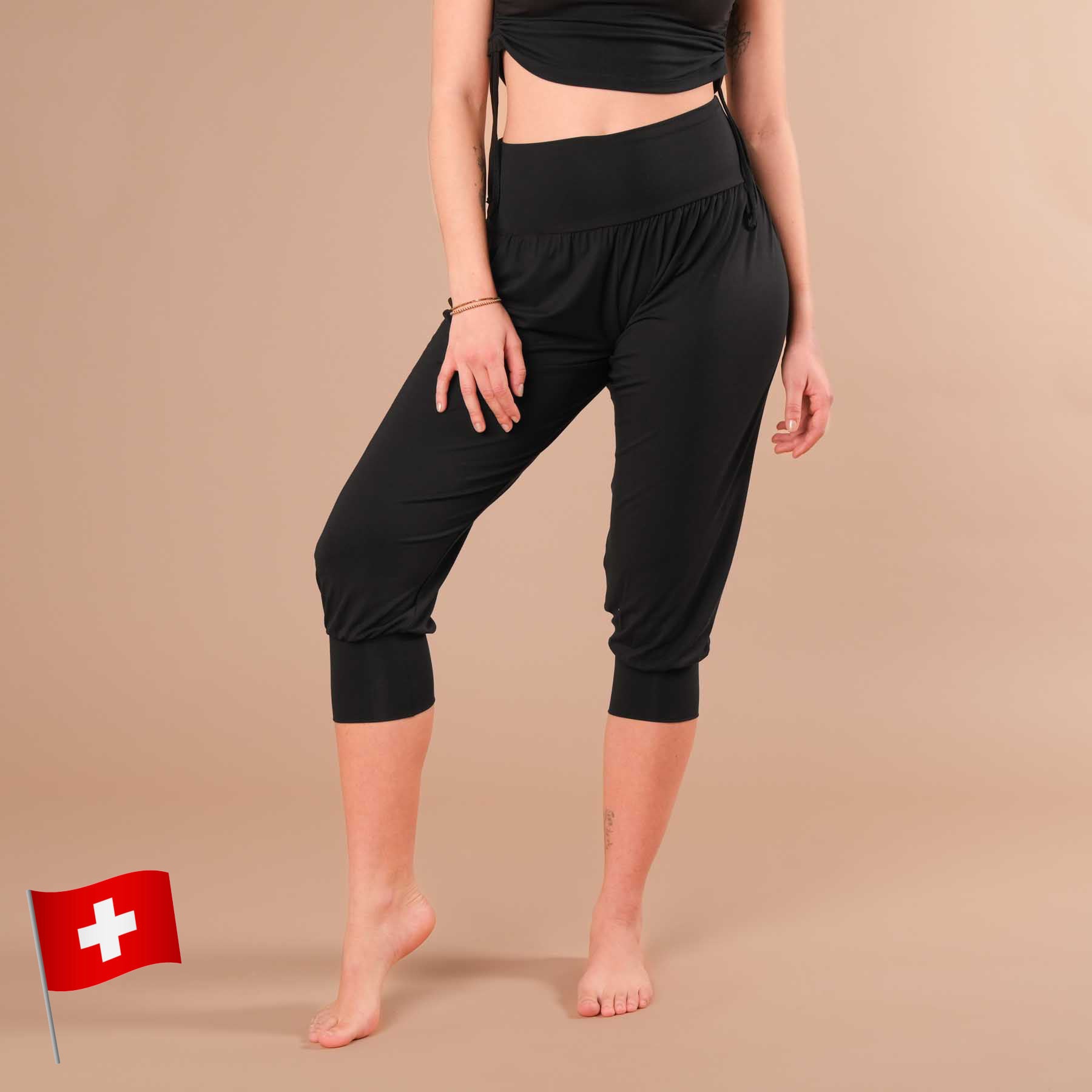 Pantalon de yoga Goa 3/4 (Capri) noir