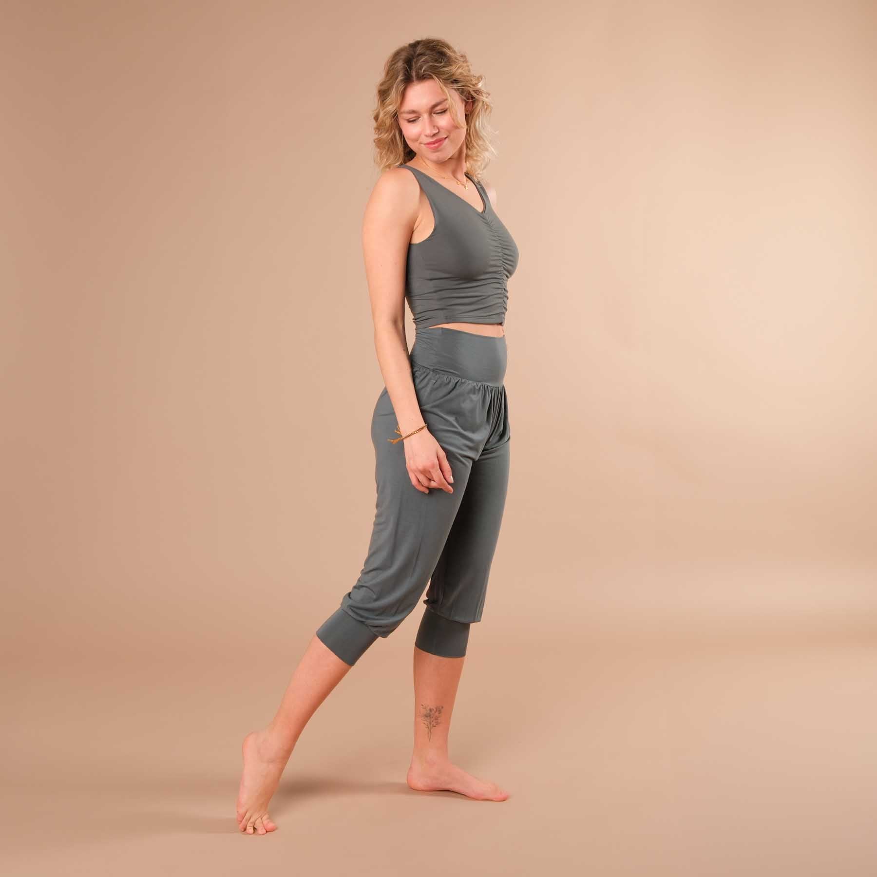 Pantalon de Yoga Goa 3/4 (Capri) émeraude