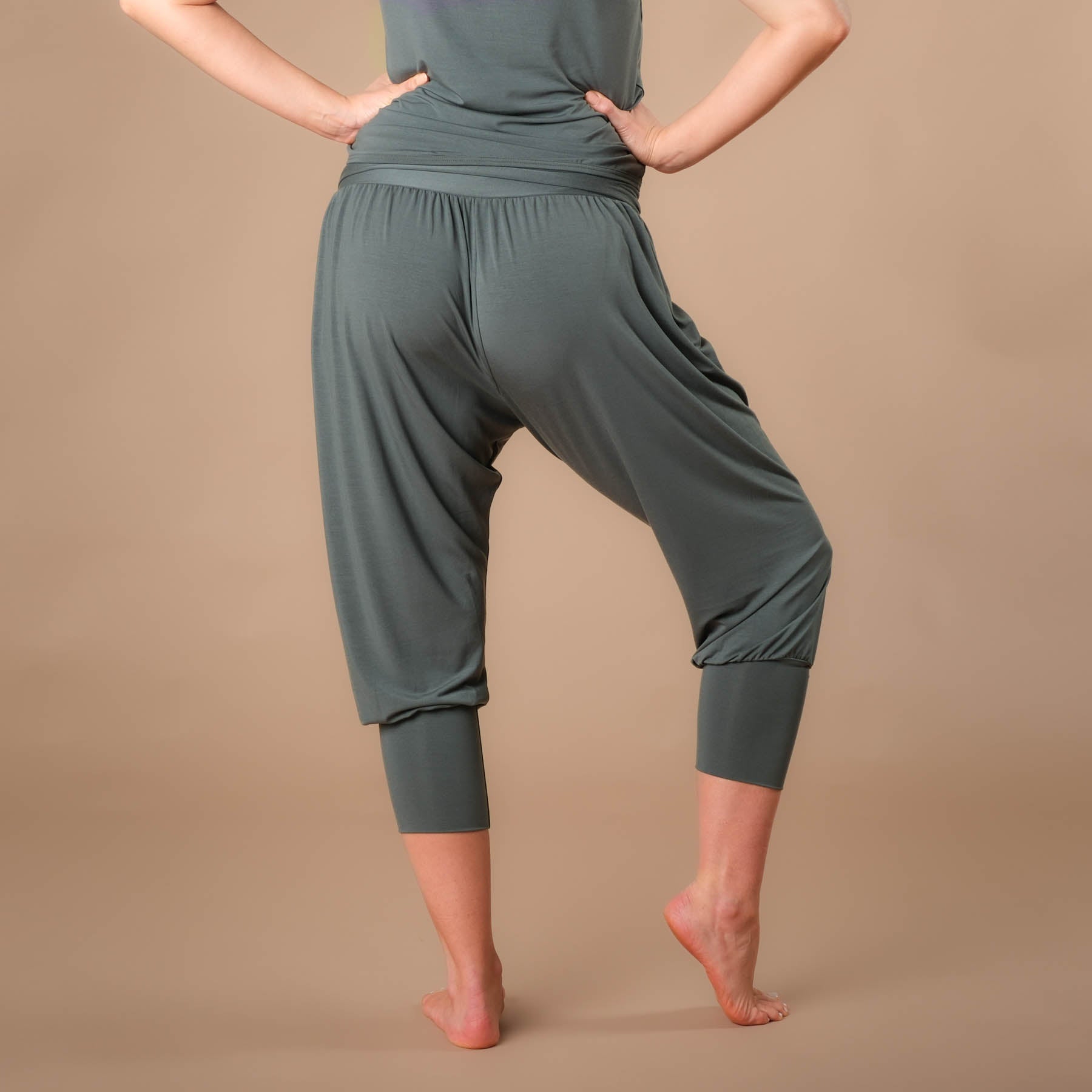 Durable pantalon de yoga ample pantalon de harem 3/4 Taj Mahal fabriqué en Suisse, émeraude