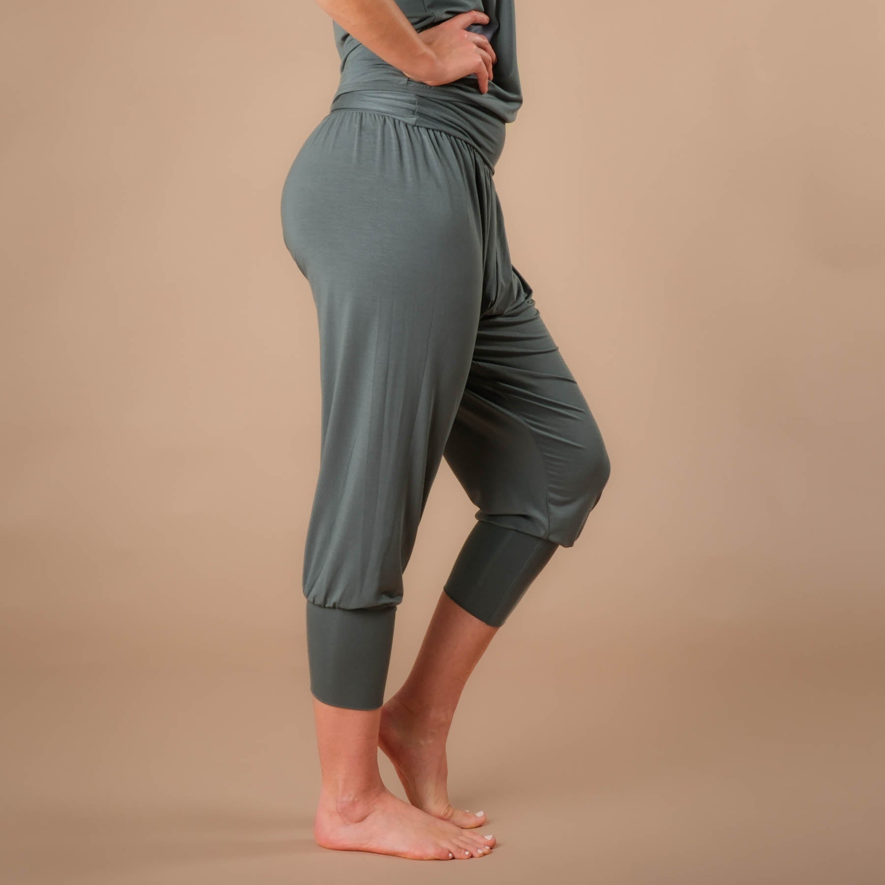 Durable pantalon de yoga ample pantalon de harem 3/4 Taj Mahal fabriqué en Suisse, émeraude