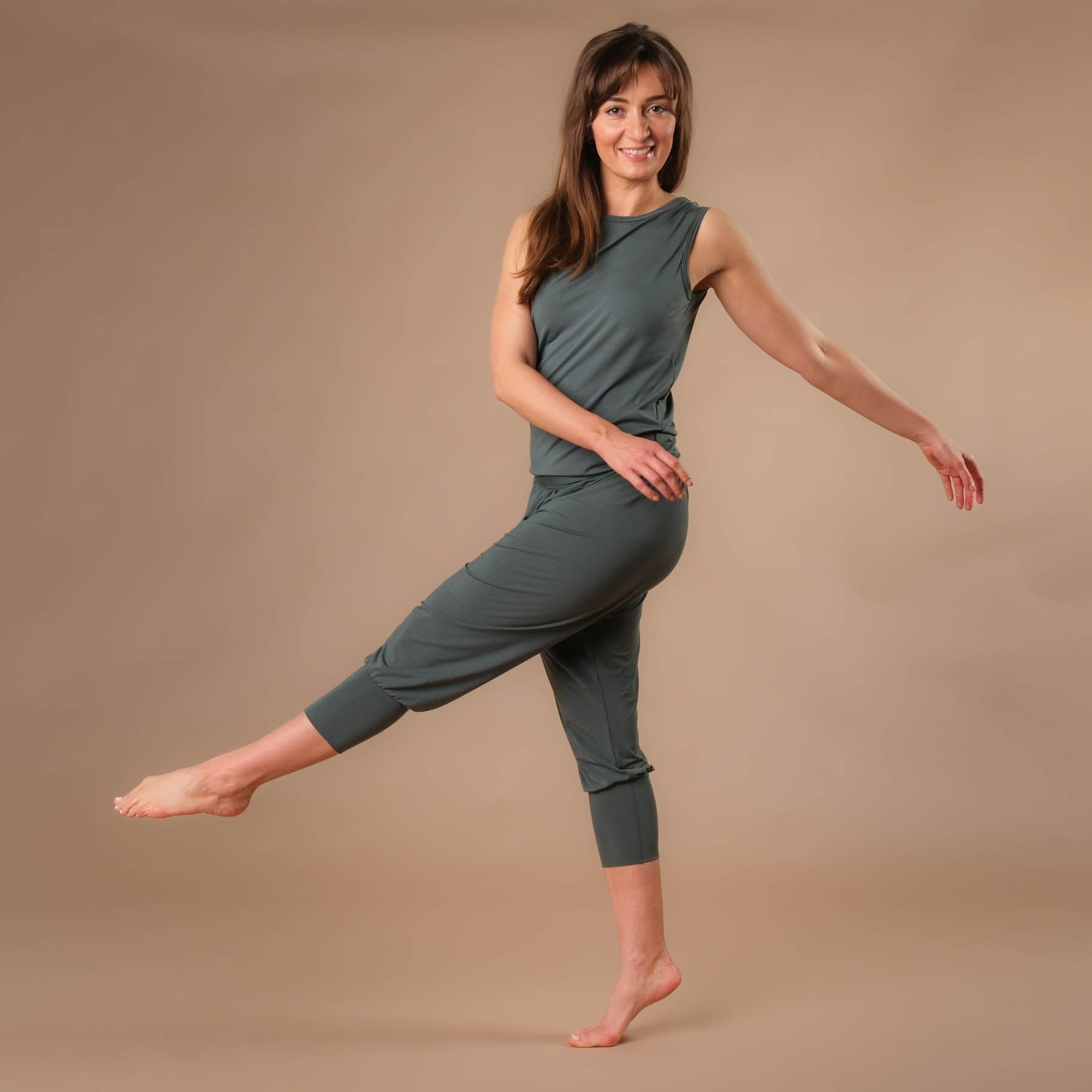 Durable pantalon de yoga ample pantalon de harem 3/4 Taj Mahal fabriqué en Suisse, émeraude