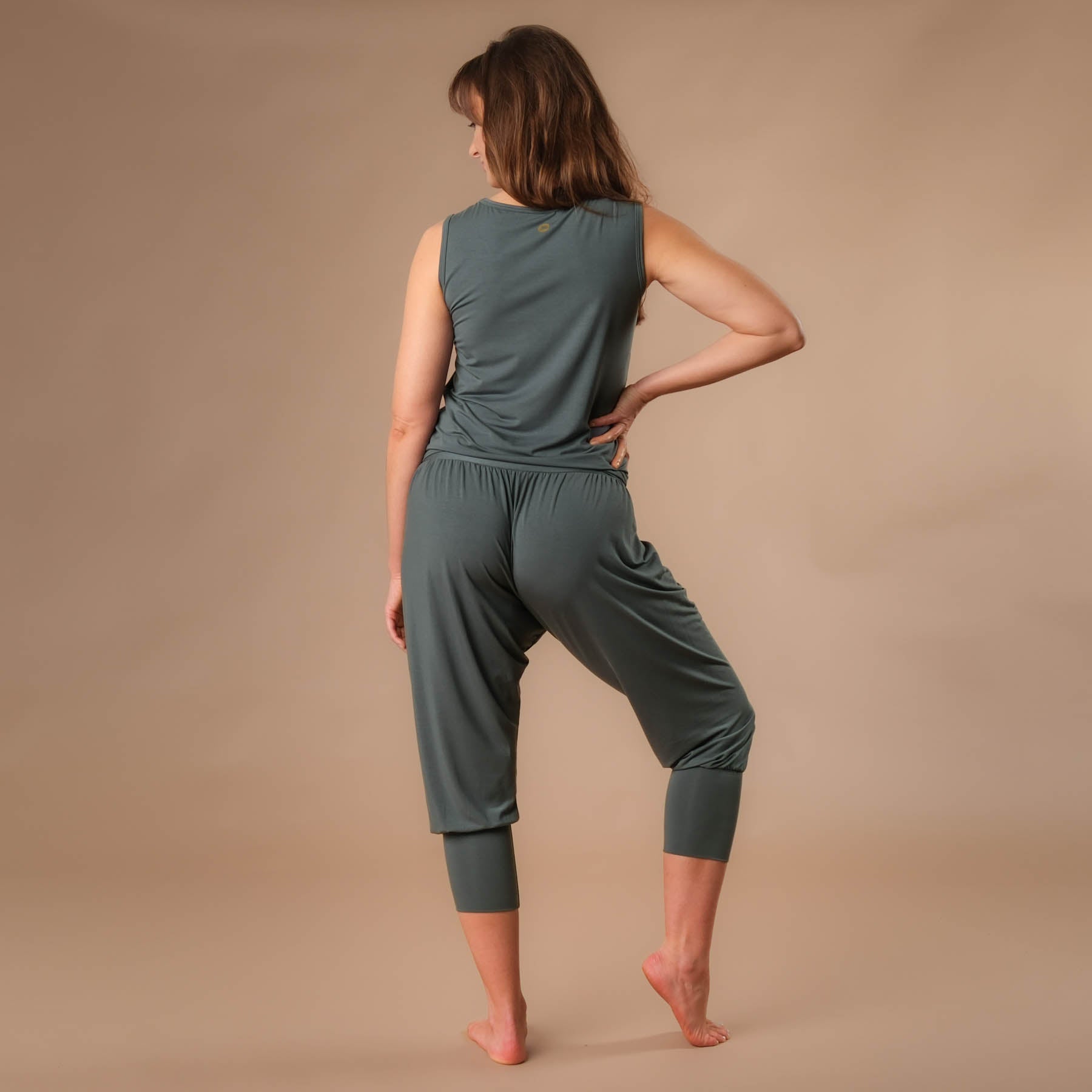 Durable pantalon de yoga ample pantalon de harem 3/4 Taj Mahal fabriqué en Suisse, émeraude