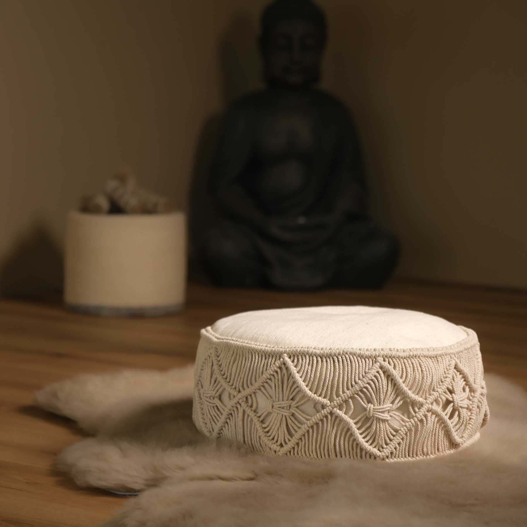 Coussin de méditation macramé noué à la main