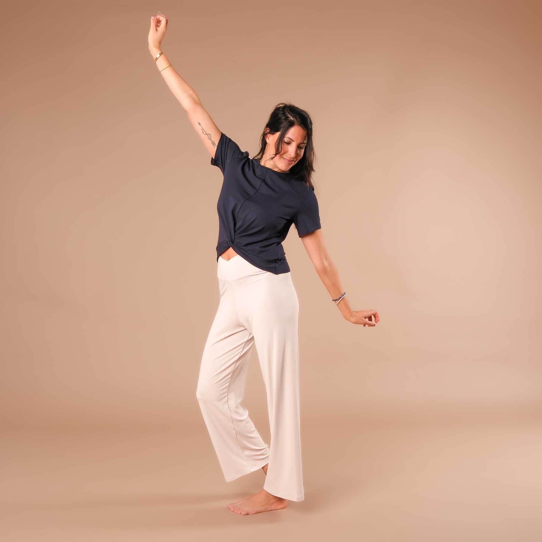 Top de yoga Twist Classy manches courtes marine