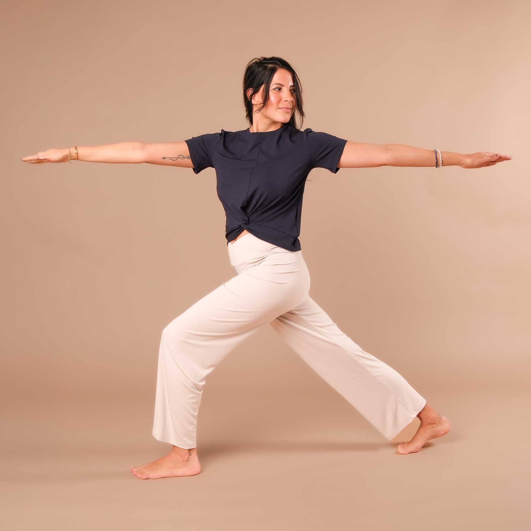 Top de yoga Twist Classy manches courtes marine