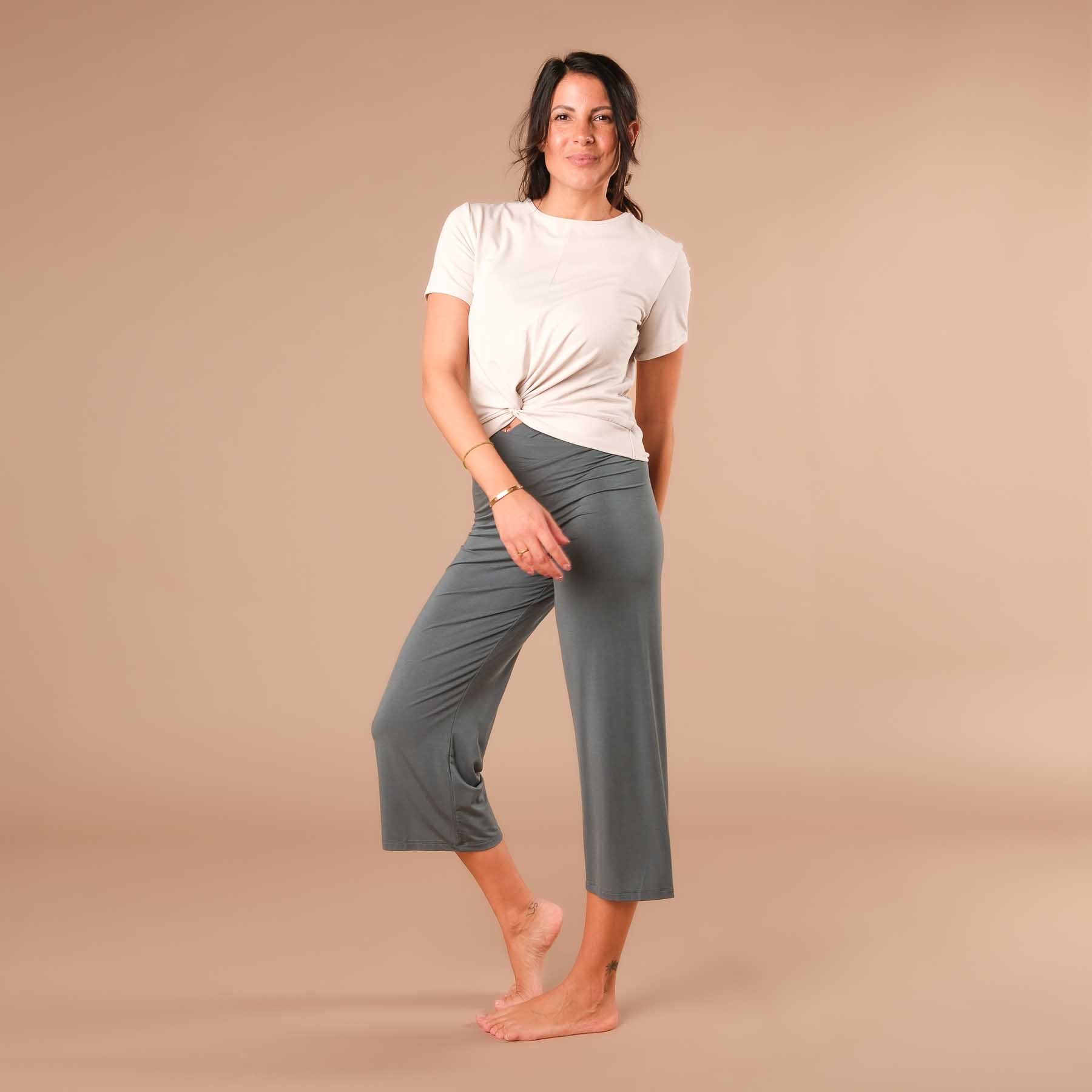 Top de yoga Twist Classy manches courtes sable