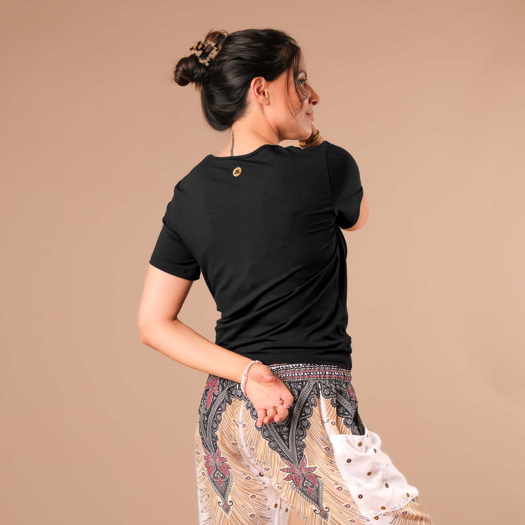 Top de yoga Twist Classy manches courtes noir