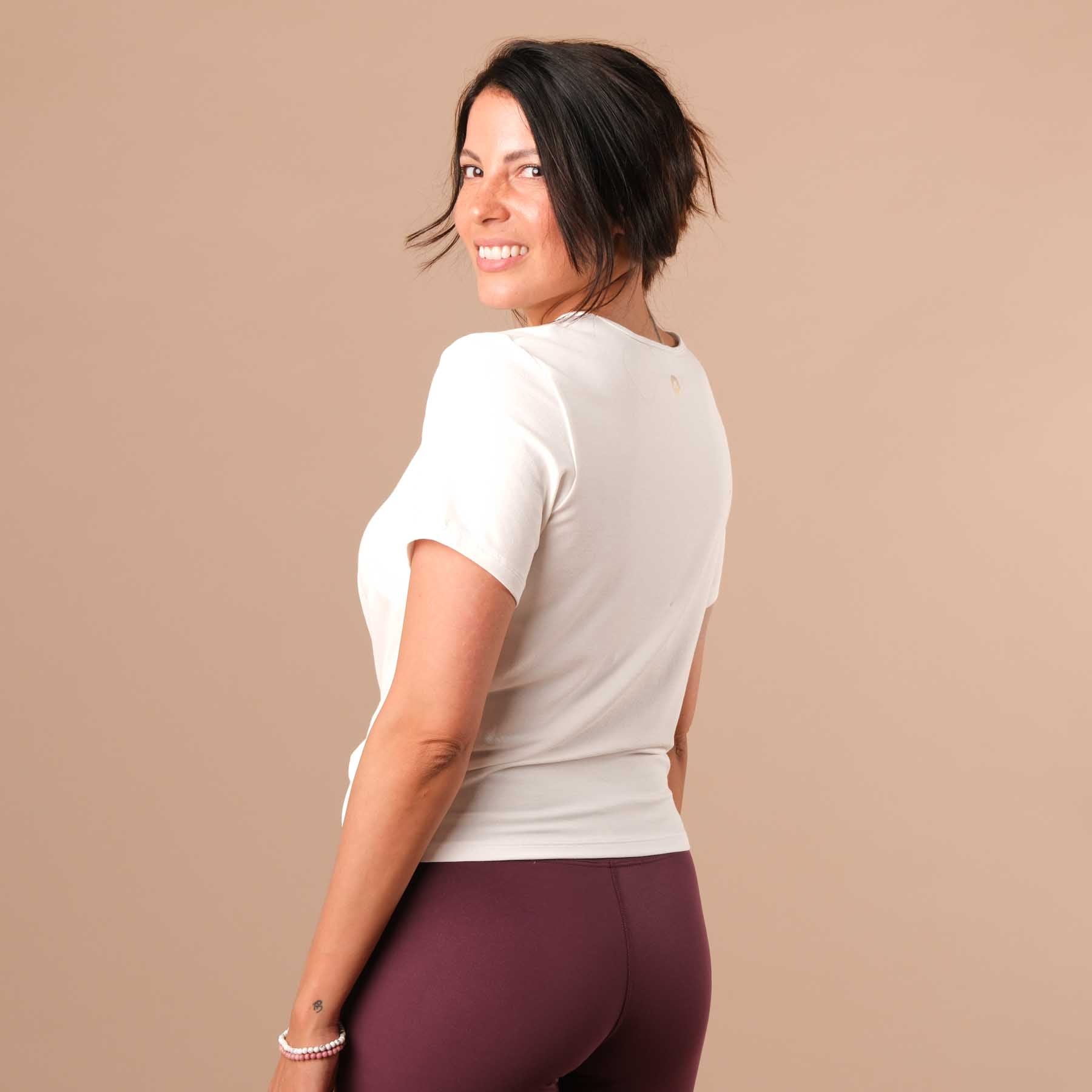 Top de yoga Twist Classy manches courtes blanc