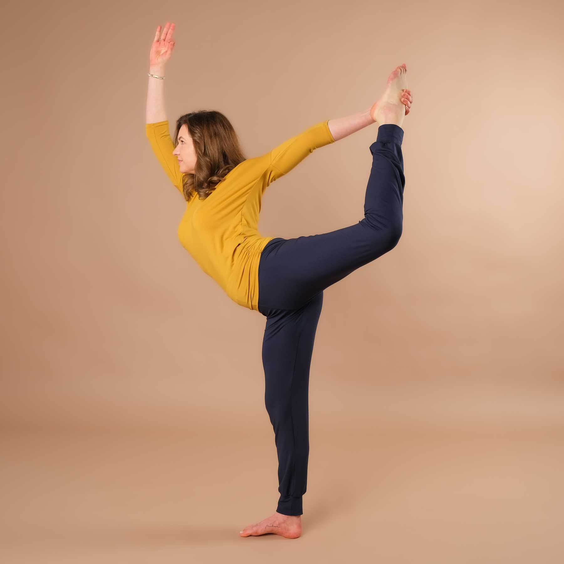 Yoga Shirt Comfy manches 3/4, fabriqué en Suisse, tissu très doux, curry